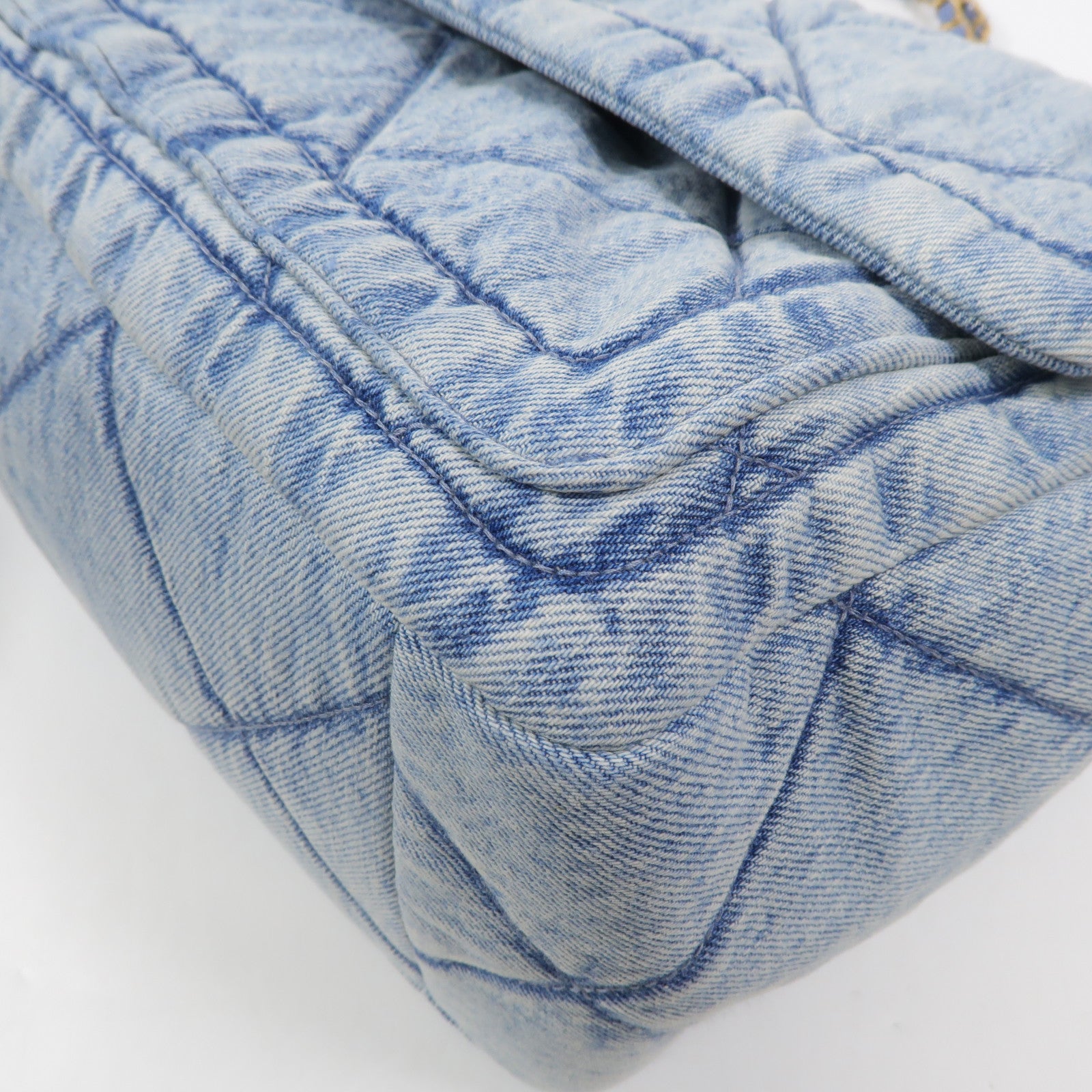 CHANEL 牛仔布Denim Large Flap Bag鏈帶肩背袋