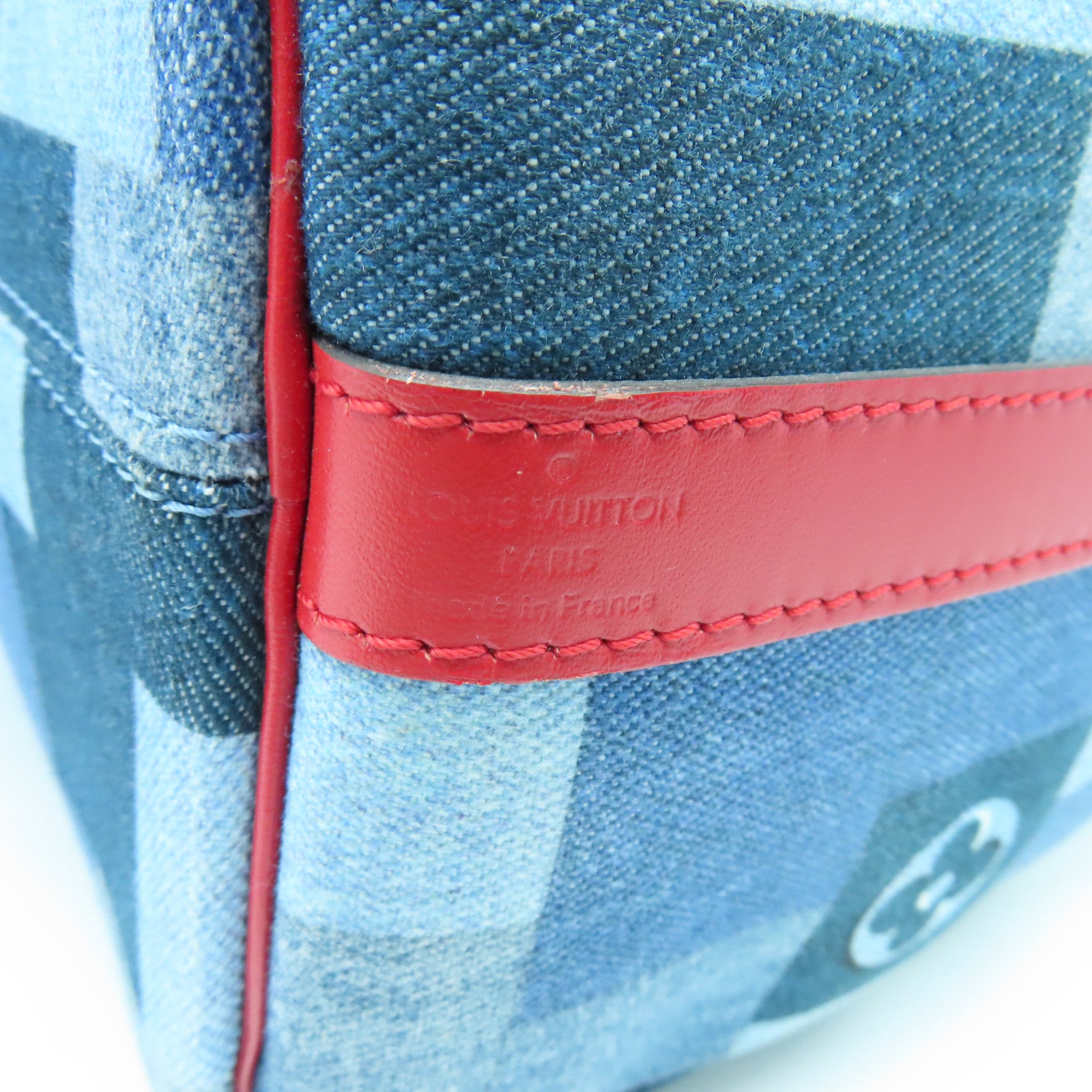 LOUIS VUITTON 【激減優惠】Monogram Denim Speedy 30 Bandouliere金扣手挽肩背兩用袋藍色