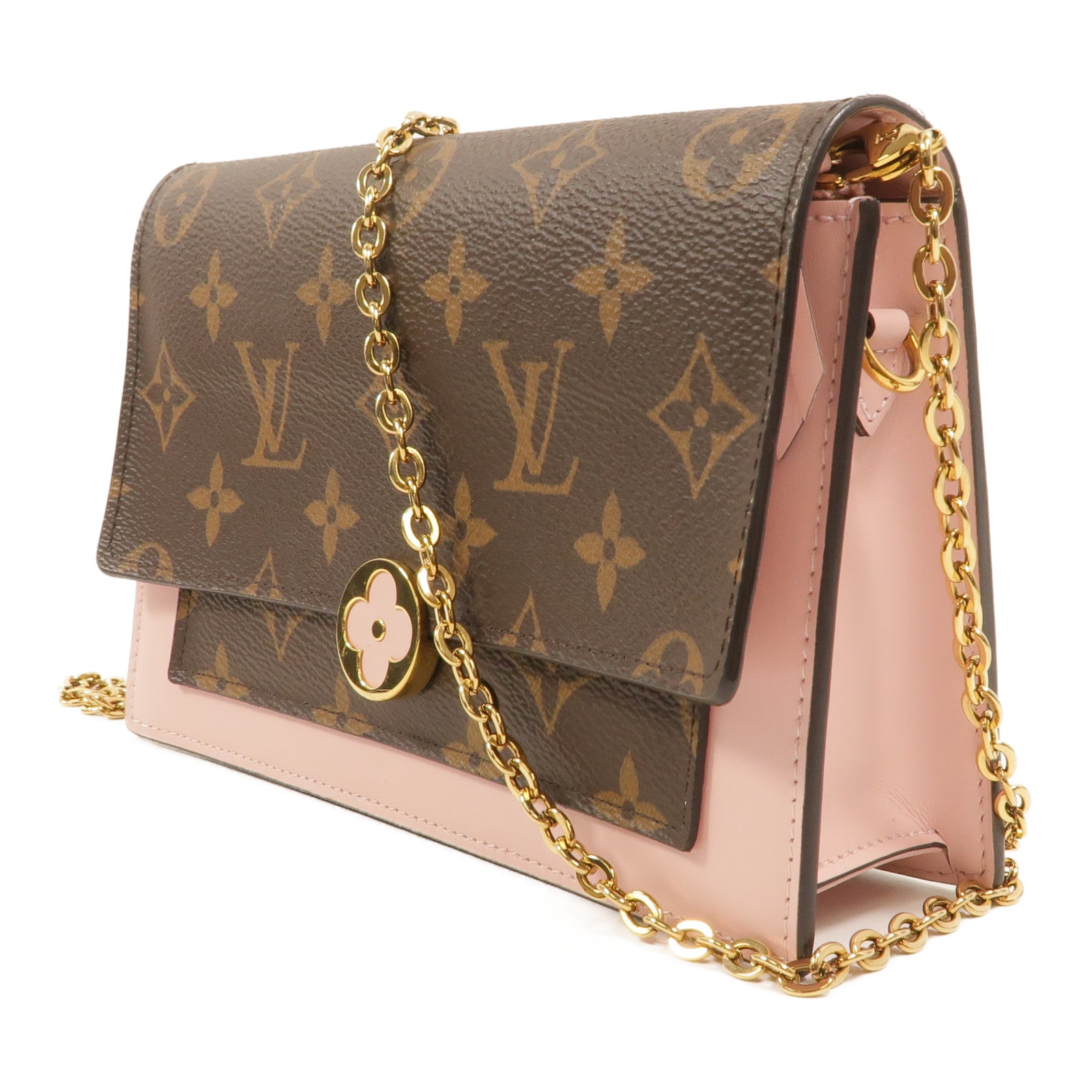 LOUIS VUITTON Monogram Flore Chain Wallet鏈帶肩背袋