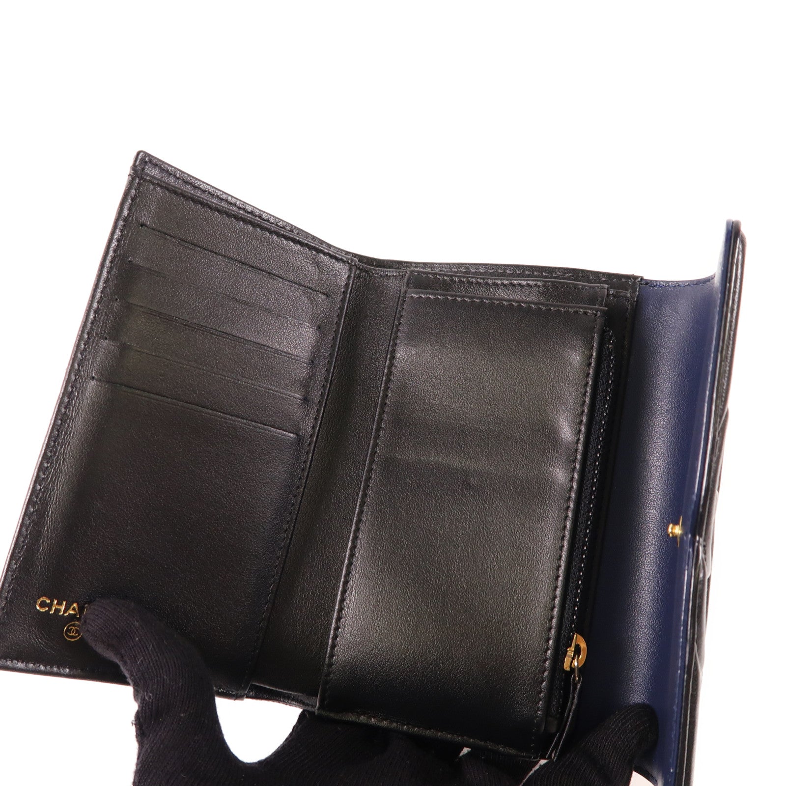 CHANEL 牛皮皮革Wallet金扣錢包