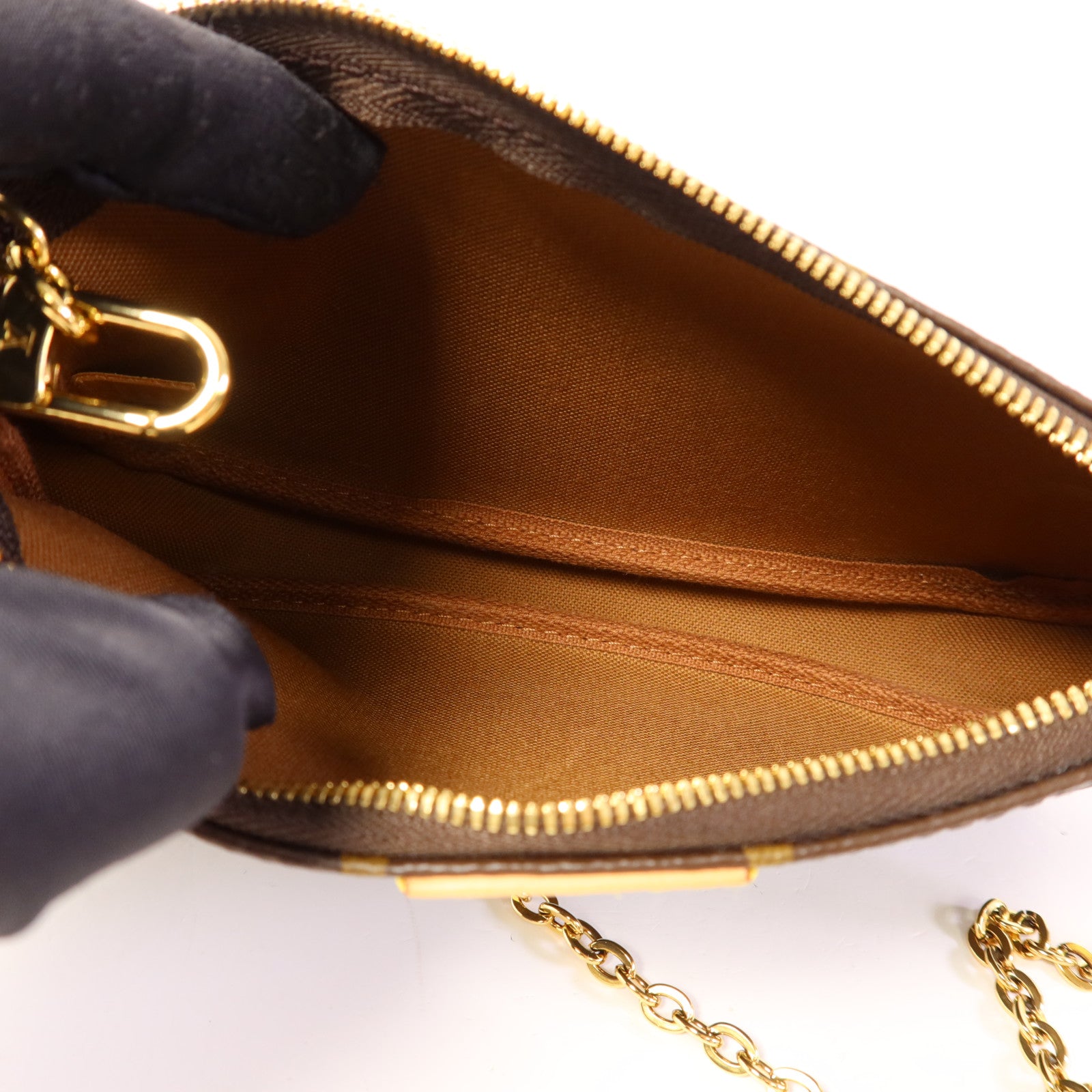 LOUIS VUITTON Monogram Multi Pochette Accessoires金扣手挽肩背兩用袋棕色