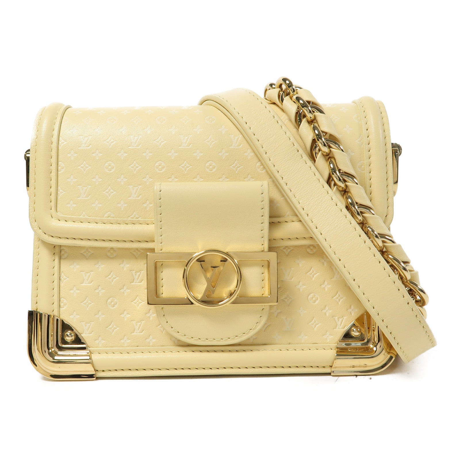 LOUIS VUITTON (PRICE DOWN) LV GHW Mini Dauphine Shoulder Bag M22597 Calfskin Leather Yellow