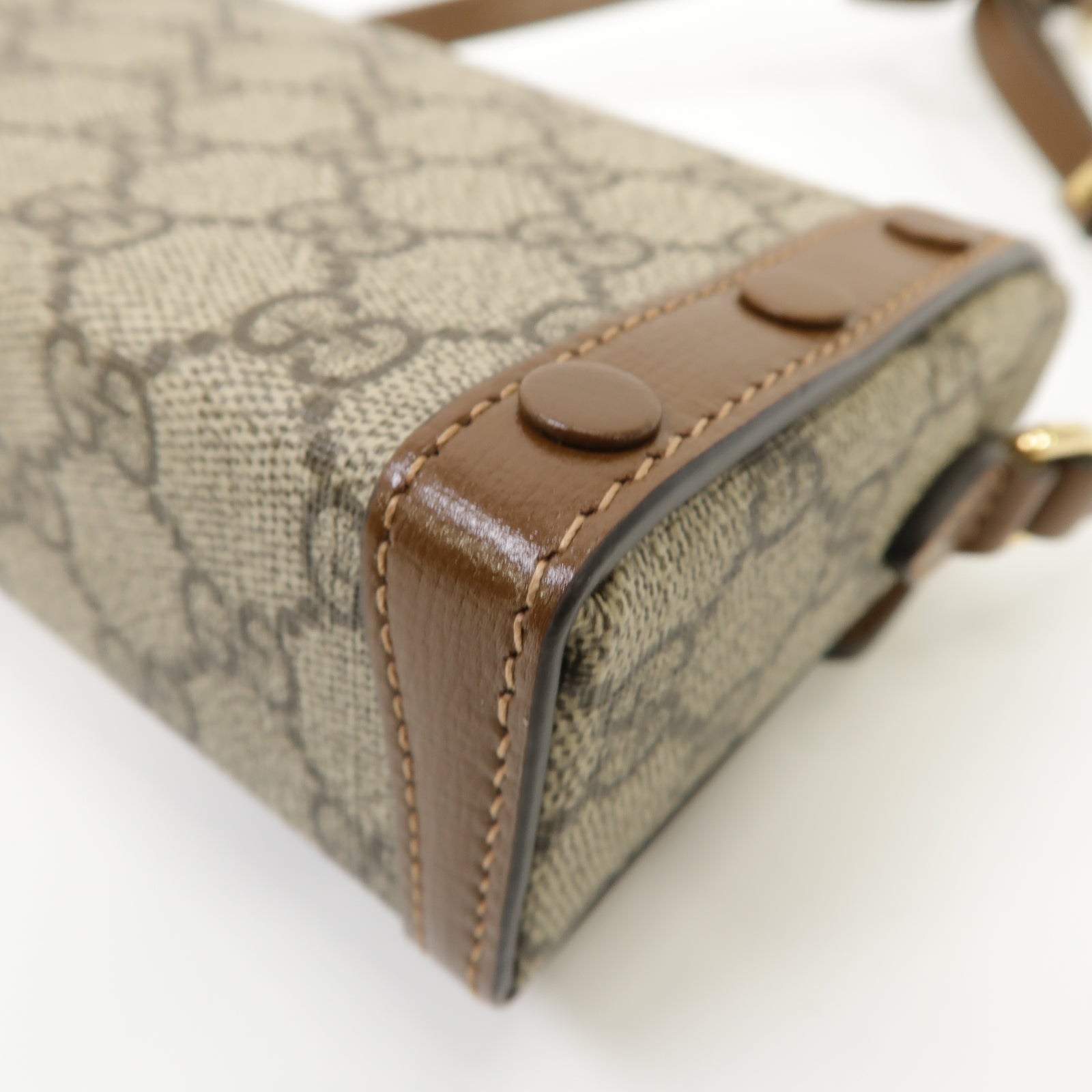 GUCCI 塗層帆布Horsebit 1955 Shoulder Bag金扣肩背袋啡色
