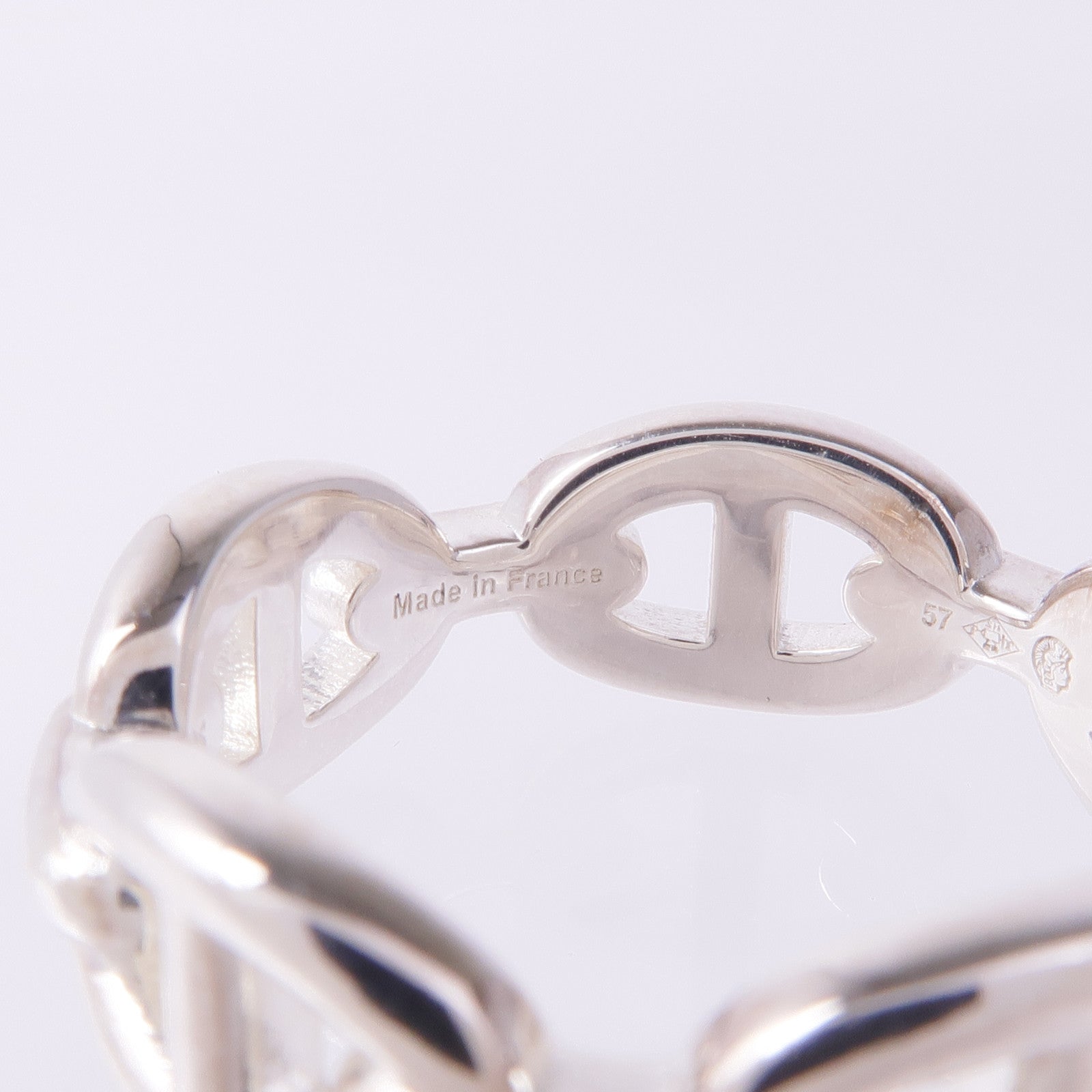 HERMES 925純銀Chaine d'ancre Enchainee Ring戒指Hermes#57/US#8