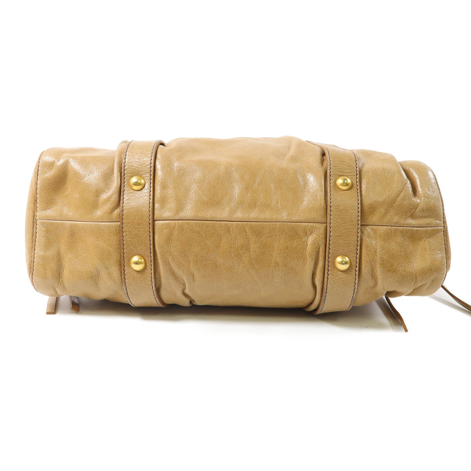Miu Miu 牛皮皮革2 Way Shoulder金扣手挽肩背兩用袋啡色