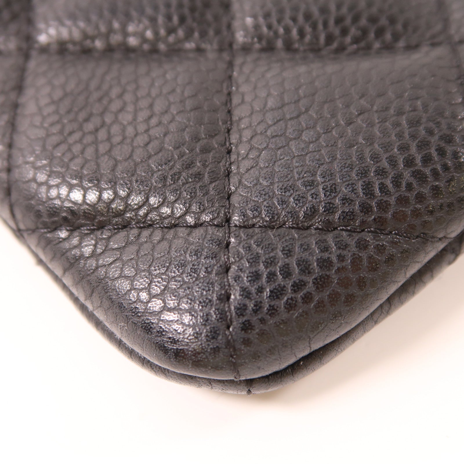 CHANEL 牛皮皮革Clutch/Pouch銀扣手拿包黑色