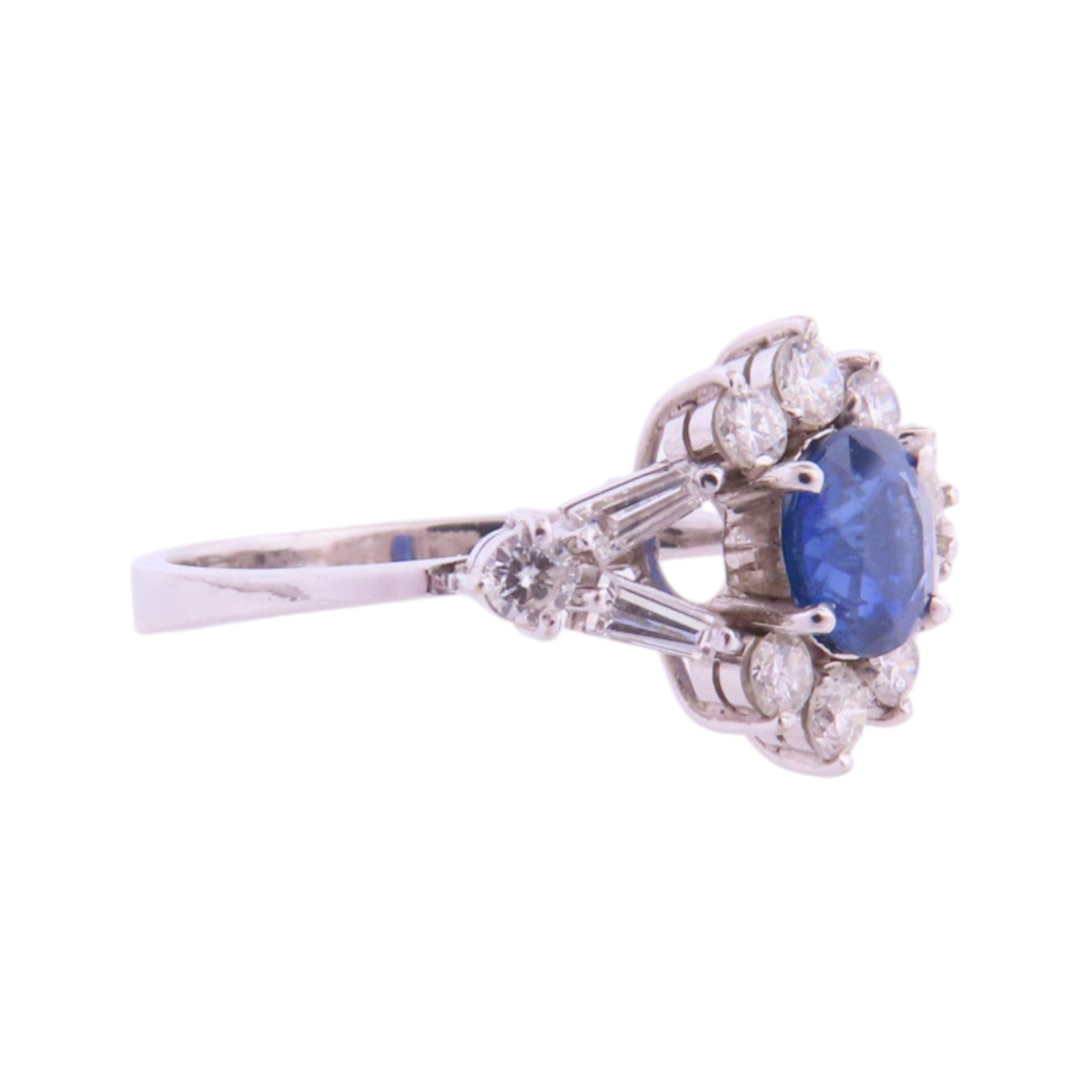 JEWELRY Sapphire Diamond Ring US#6.25 18K White Gold