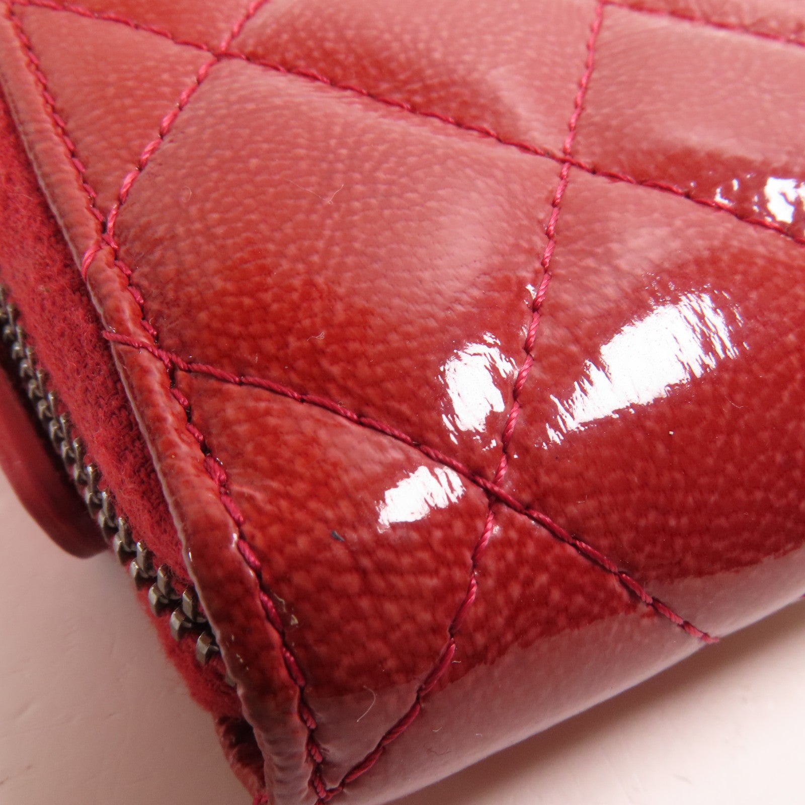 CHANEL 漆皮皮革Wallet銀扣錢包