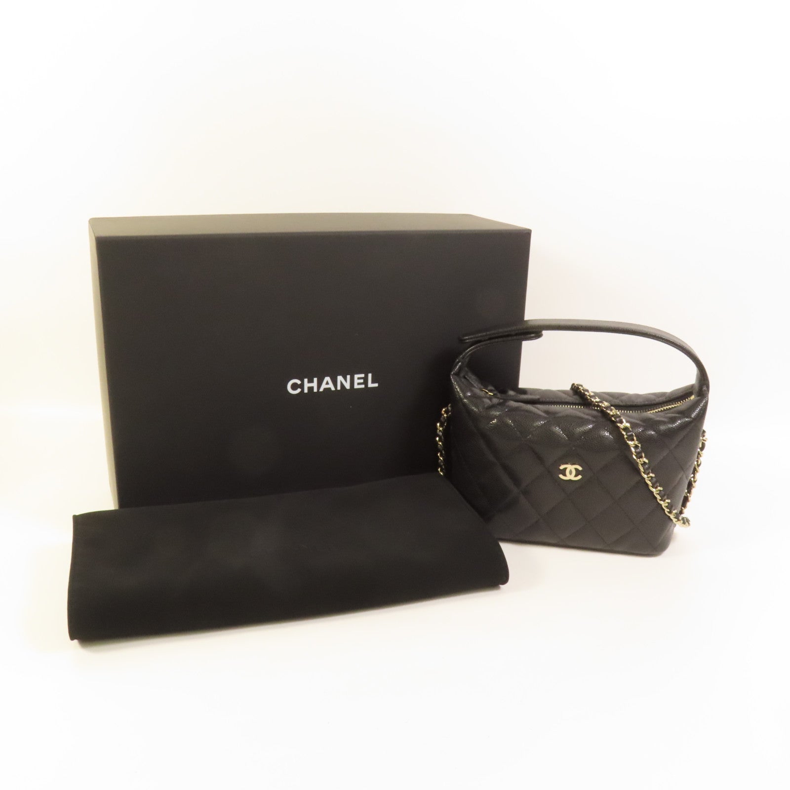 CHANEL 牛皮皮革Hobo Bag金扣手挽肩背兩用袋