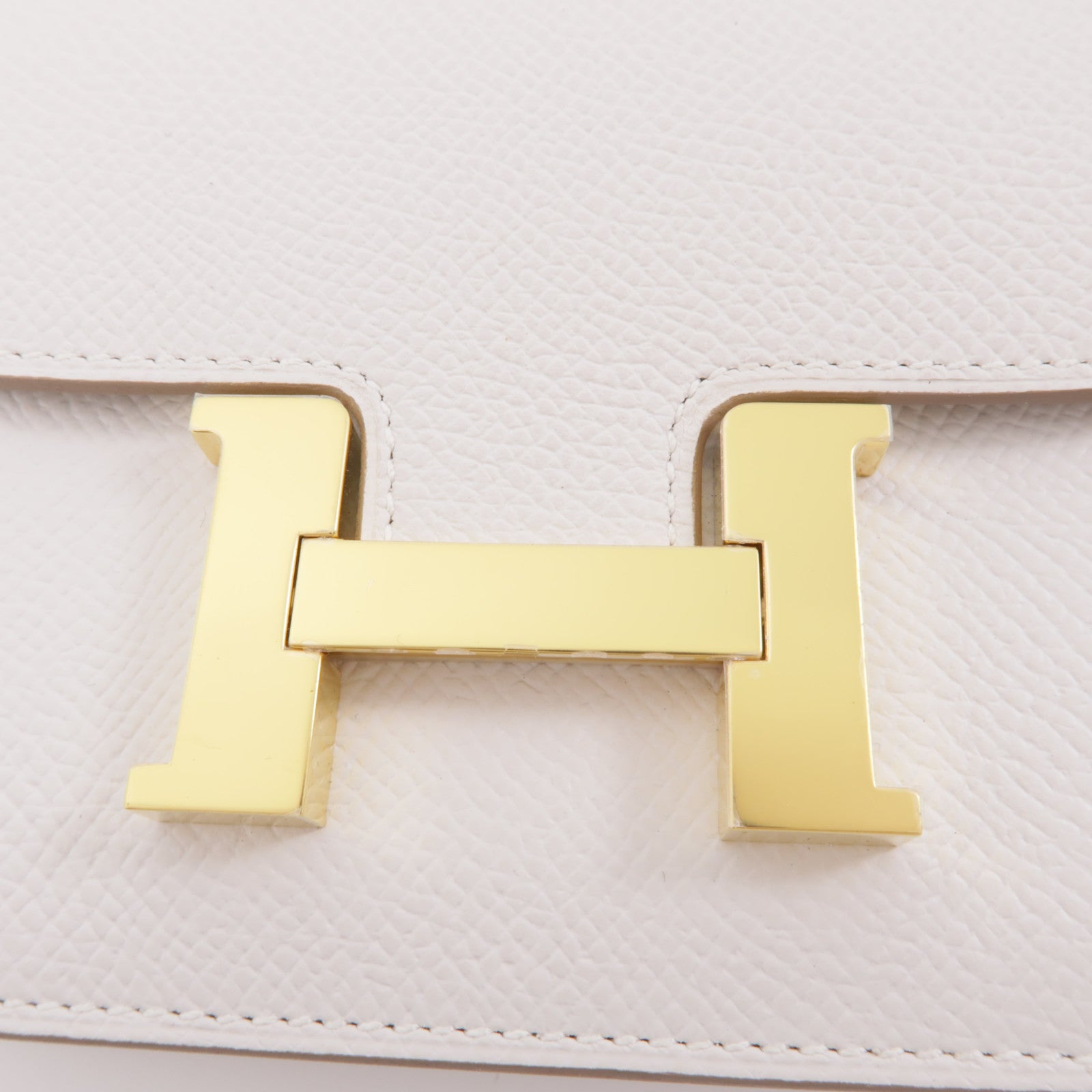 HERMES Epsom皮革Constance Slim金扣錢包Gris Pale白色