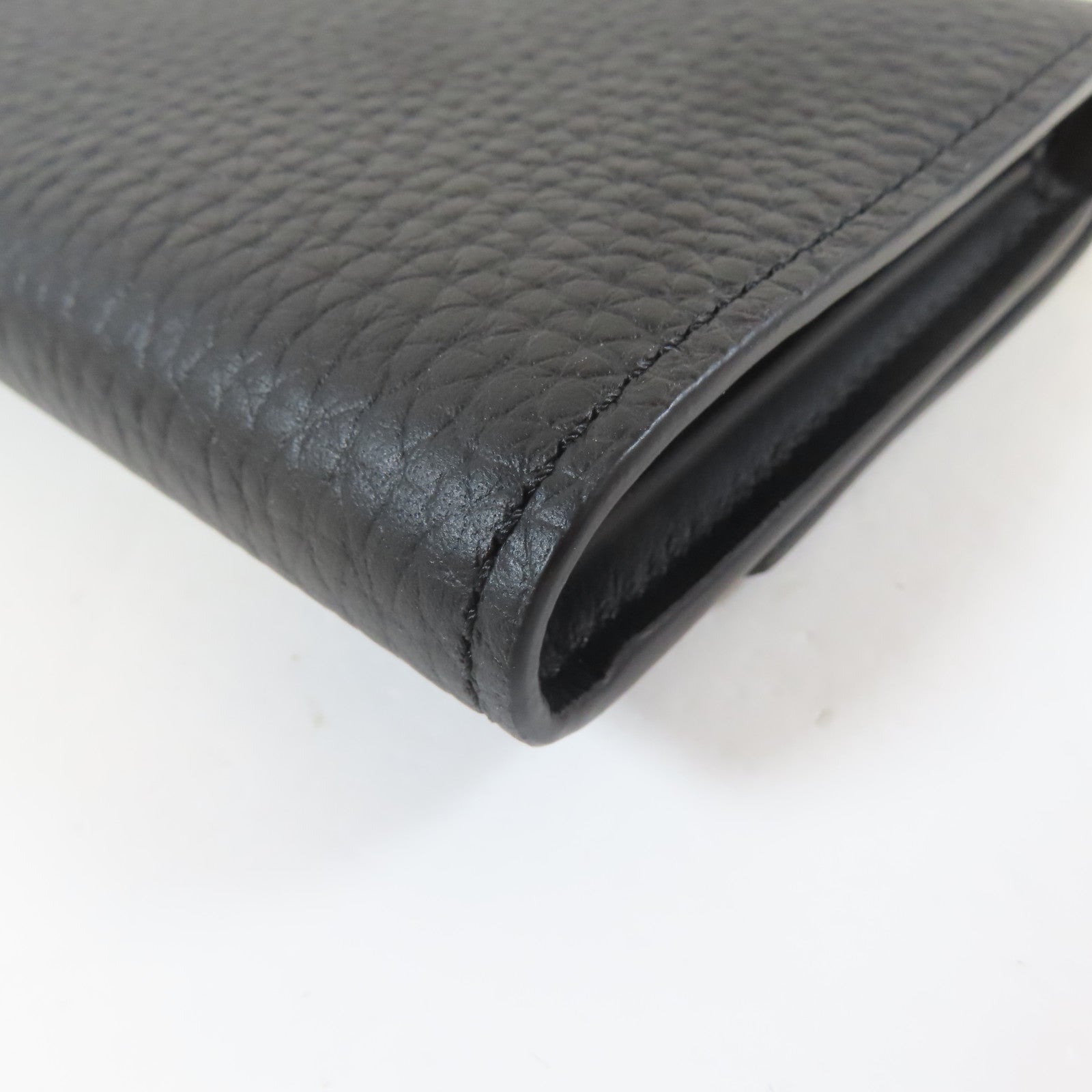 LOUIS VUITTON 牛皮皮革Trifold Wallet金扣錢包黑色