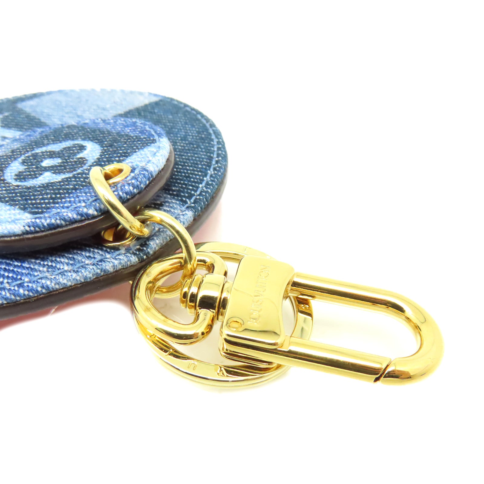 LOUIS VUITTON 【激減優惠】Monogram Denim Key Ring掛飾藍色/紅色