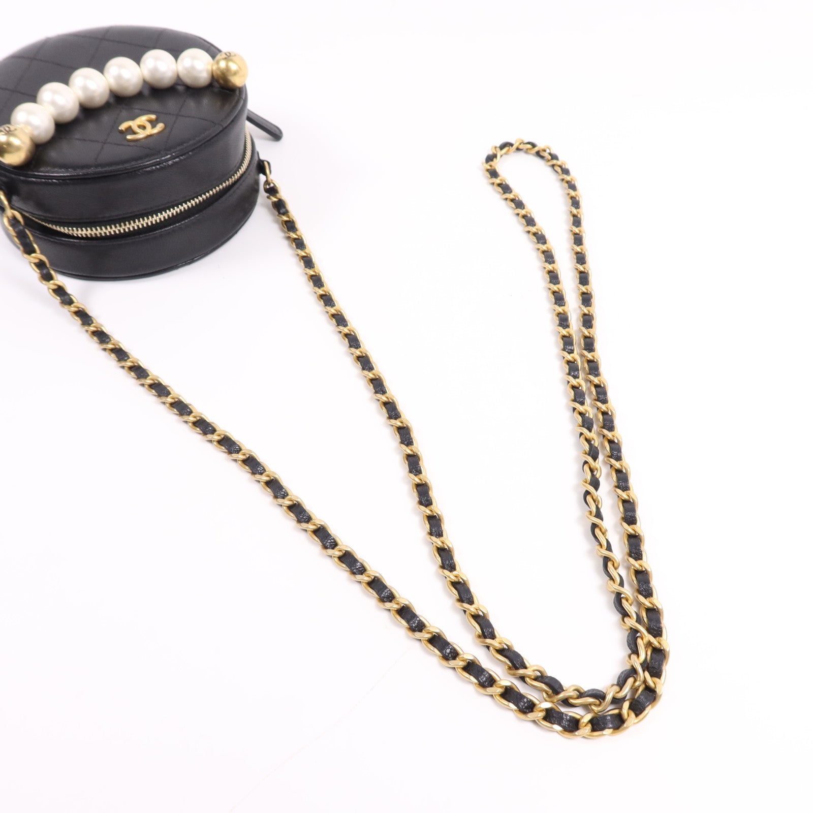 CHANEL 牛皮皮革Chain Shoulder Bag金扣鏈帶肩背袋