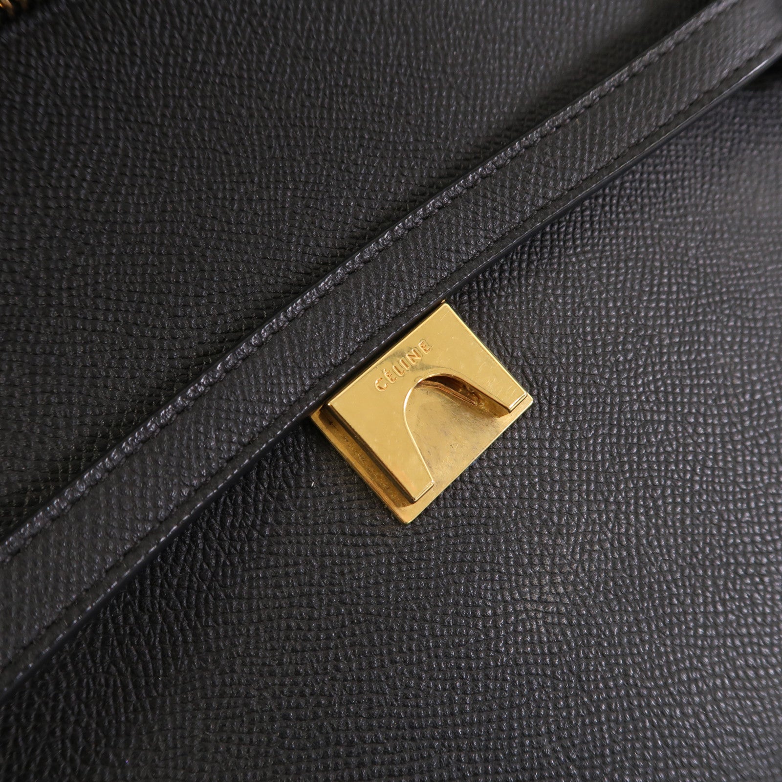 CELINE 牛皮皮革Belt Bag金扣手挽肩背兩用袋黑色