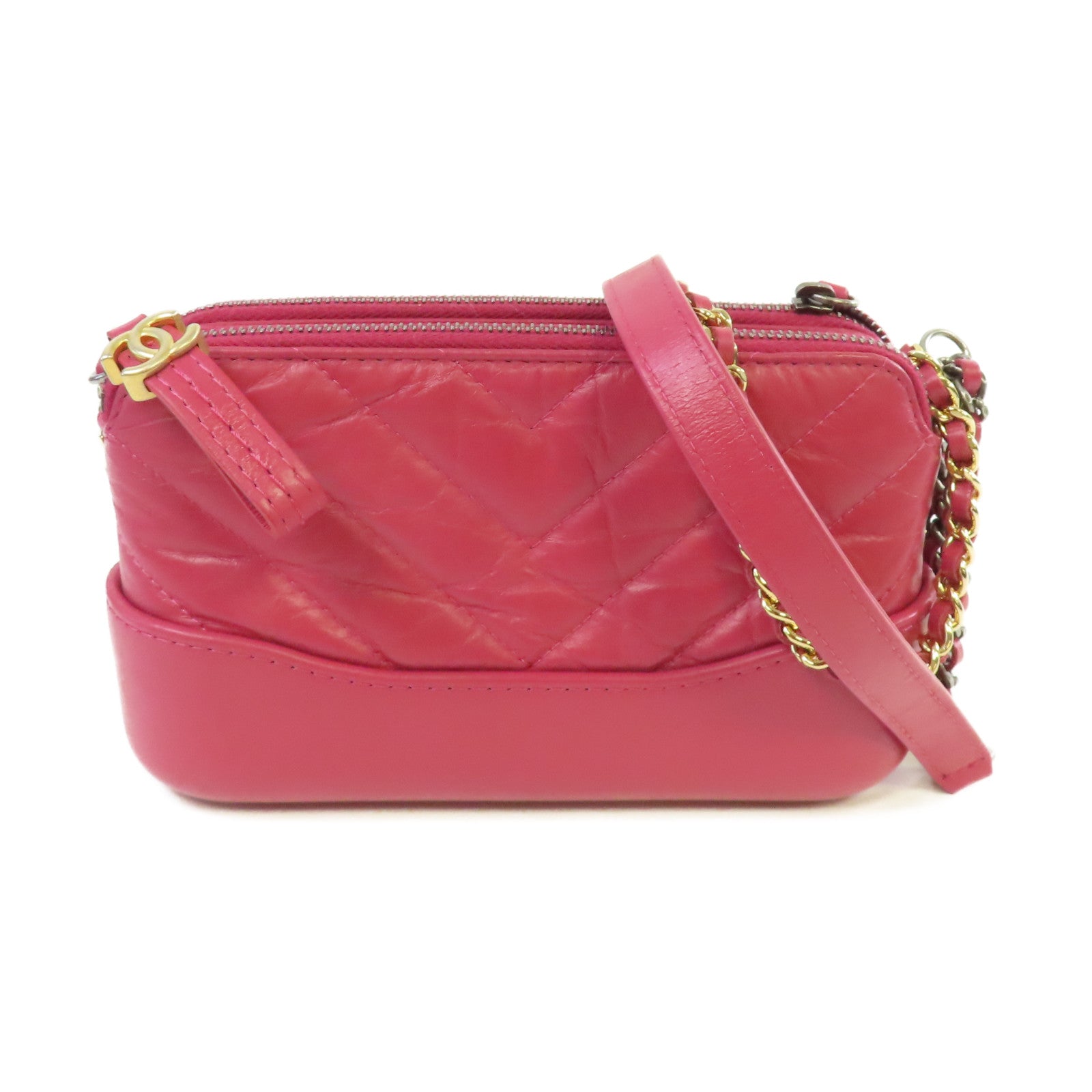 CHANEL 【激減優惠】菱格羊皮皮革Chain Shoulder Bag金扣鏈帶肩背袋酒紅色