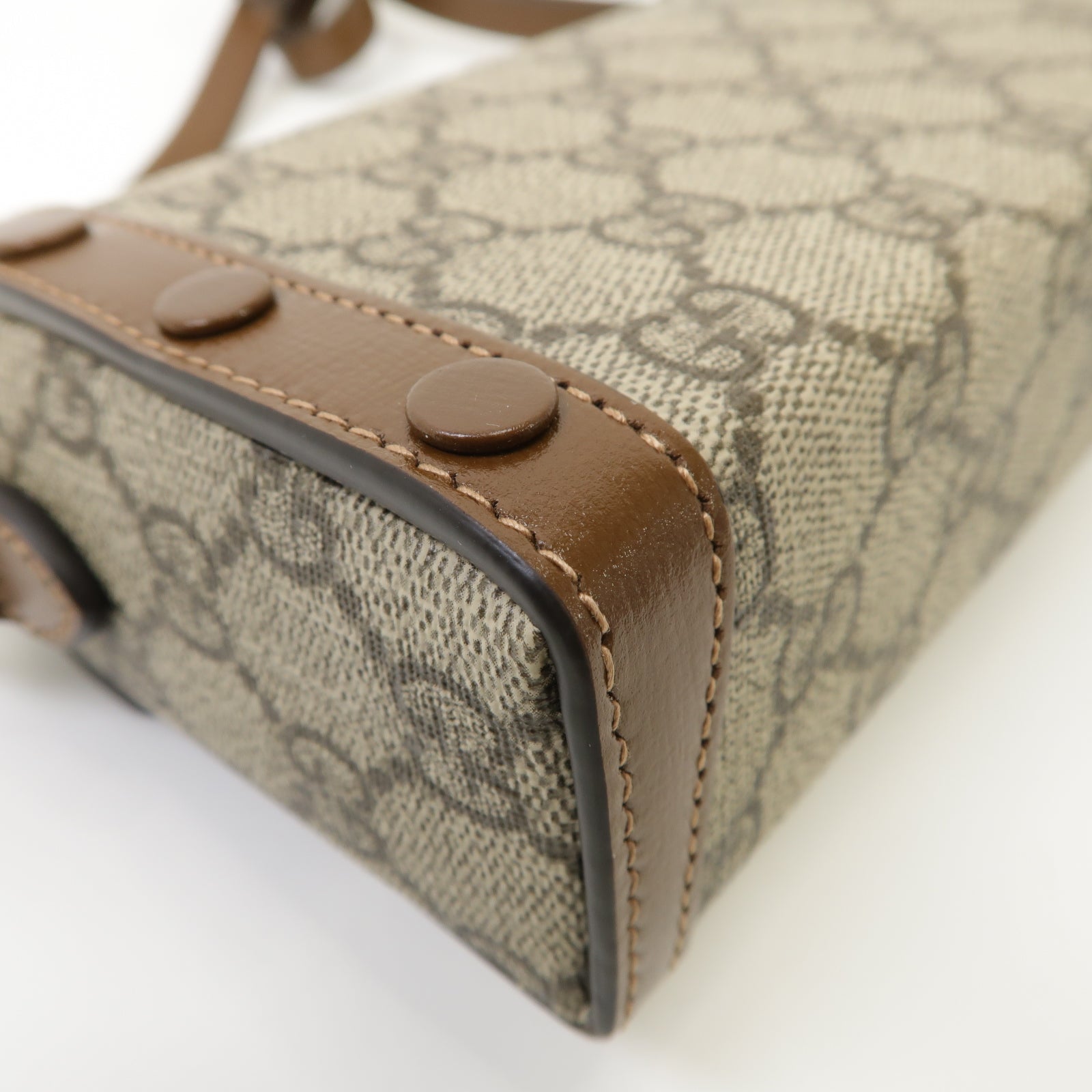 GUCCI 塗層帆布Horsebit 1955 Shoulder Bag金扣肩背袋啡色