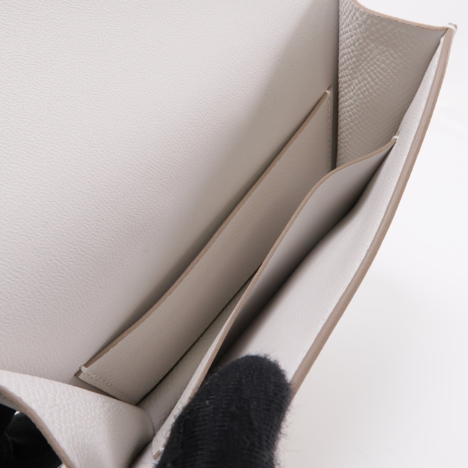 HERMES Epsom皮革Constance Slim金扣錢包Gris Pale白色