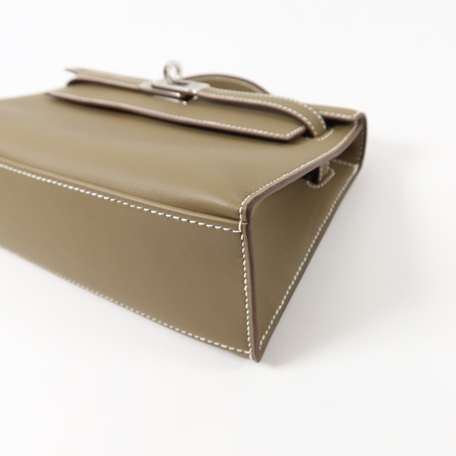 HERMES Swift皮革Kelly Pochette手挽袋Etoupe