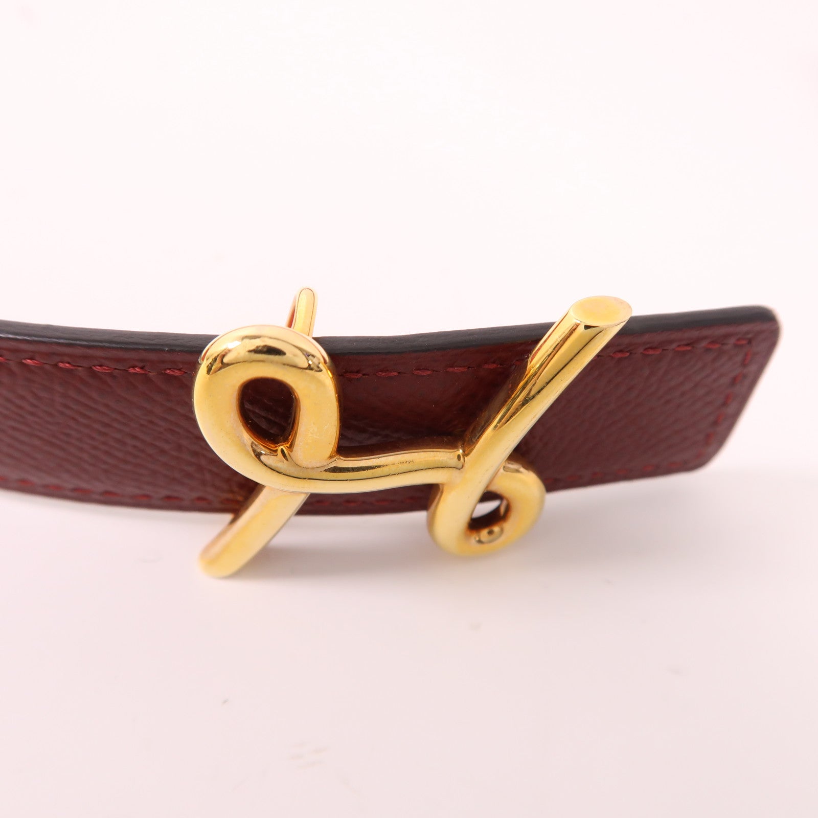 HERMES Epsom/Swift皮革H Cursives Belt金扣皮帶Rouge De Rouge/Rouge H