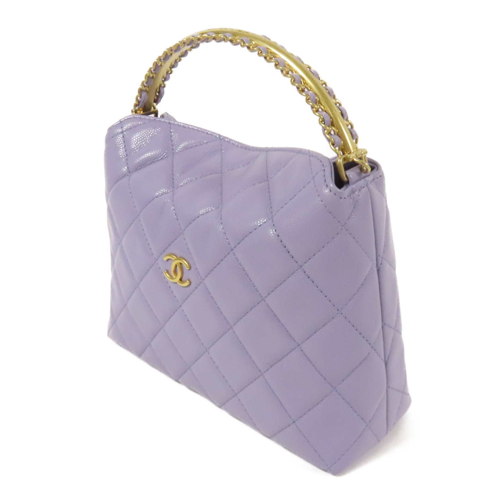 CHANEL 牛皮皮革Chain Shoulder金扣手挽肩背兩用袋