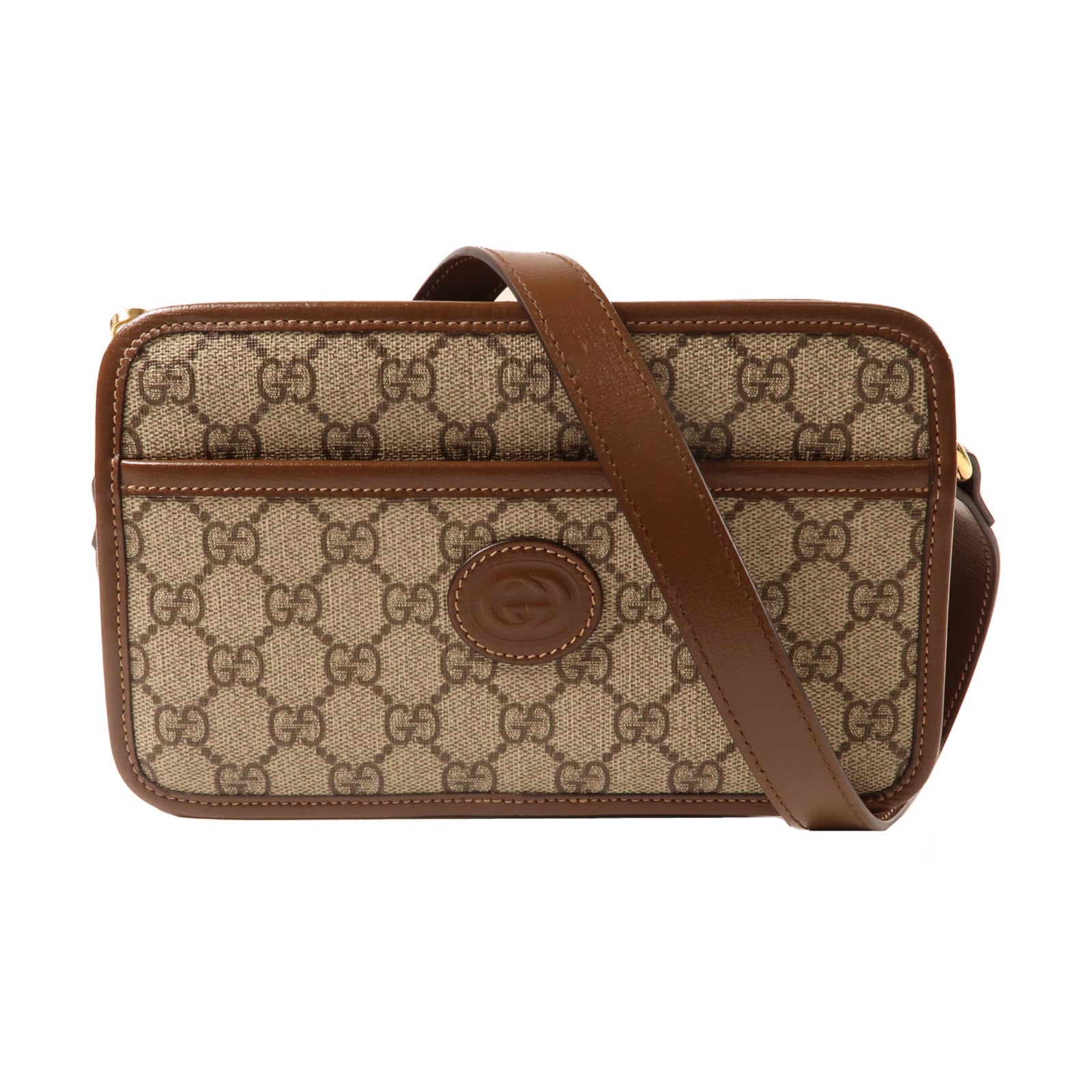 GUCCI 塗層帆布Interlocking G Bag金扣肩背袋