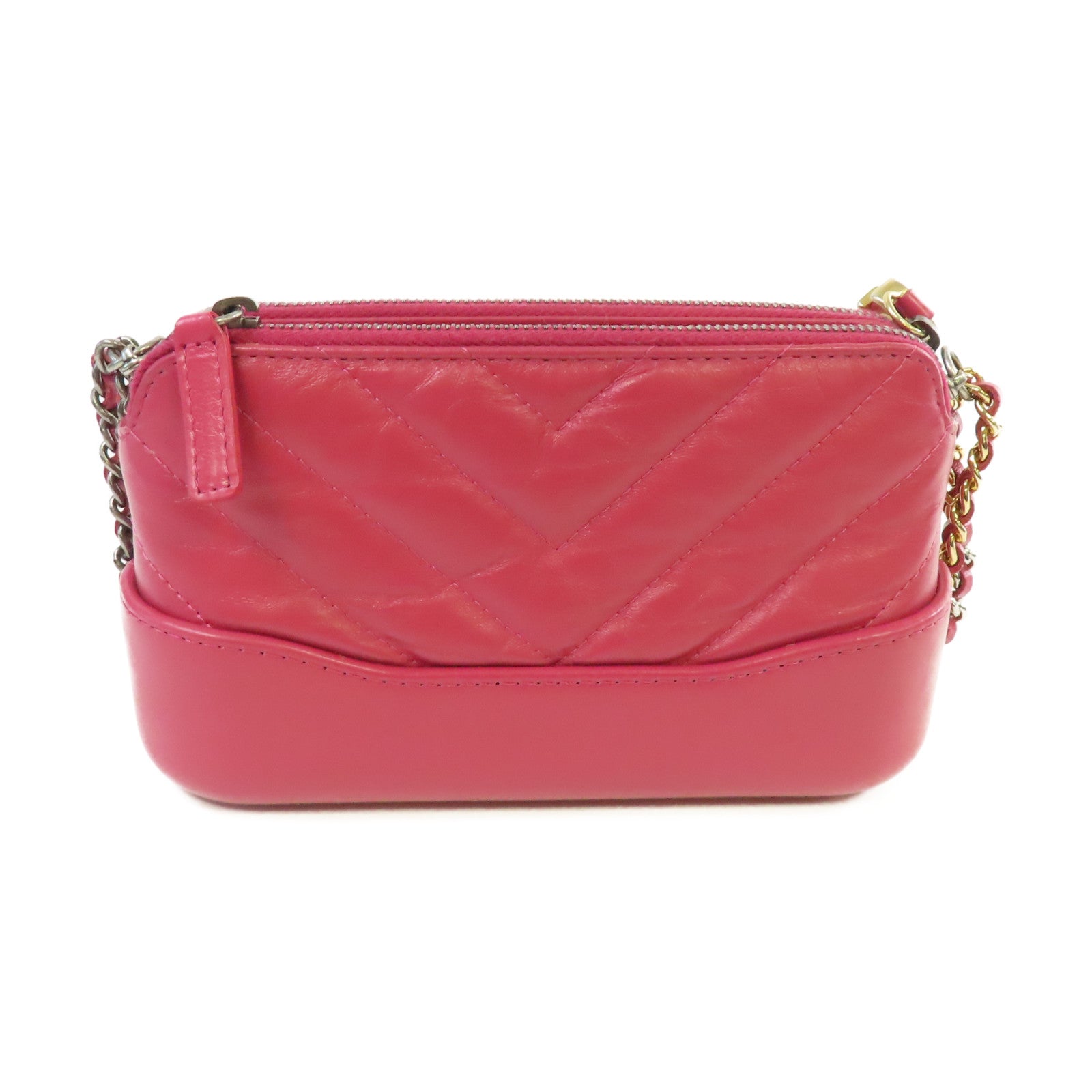 CHANEL 【激減優惠】菱格羊皮皮革Chain Shoulder Bag金扣鏈帶肩背袋酒紅色