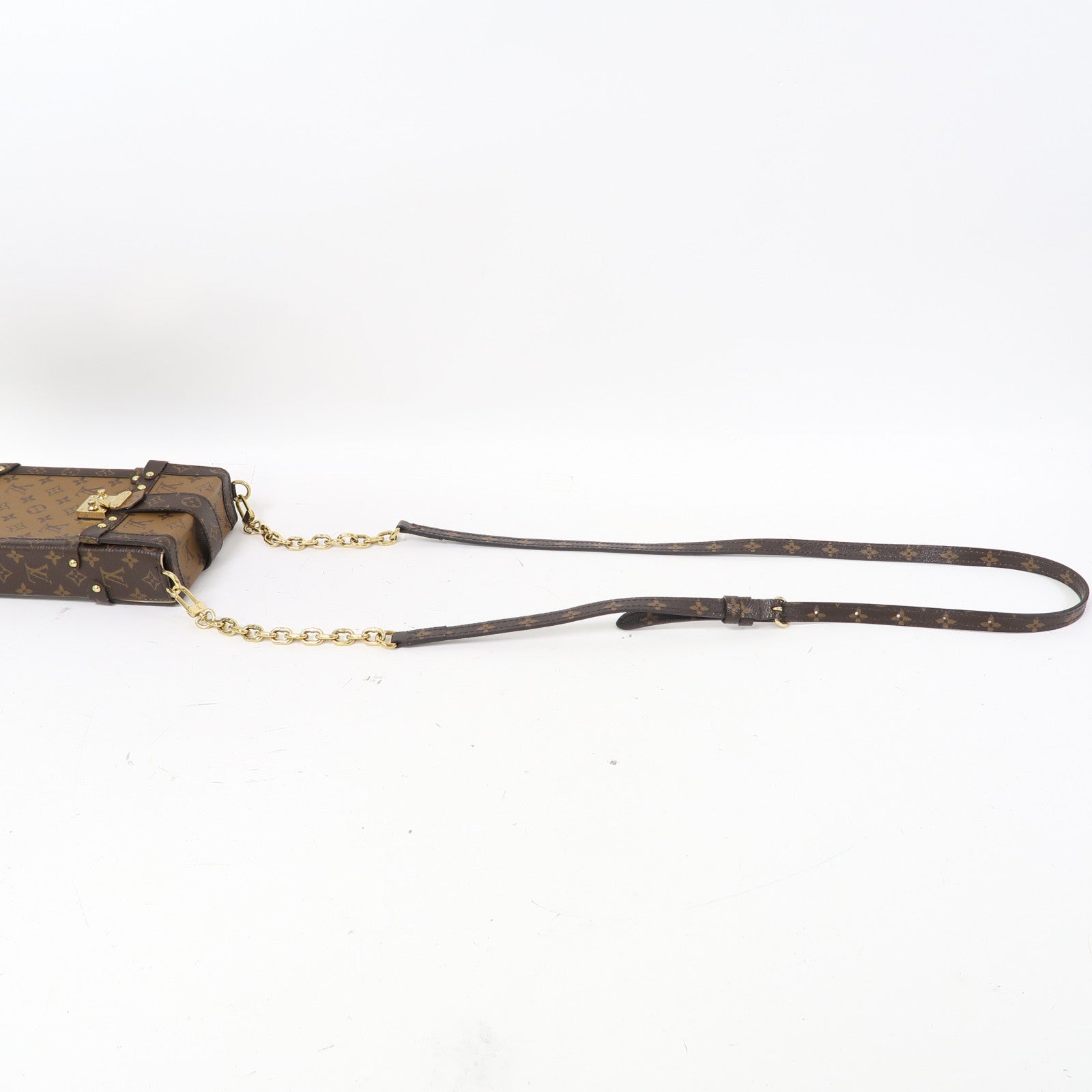 LOUIS VUITTON Monogram Trunk Vertical金扣鏈帶肩背袋啡色
