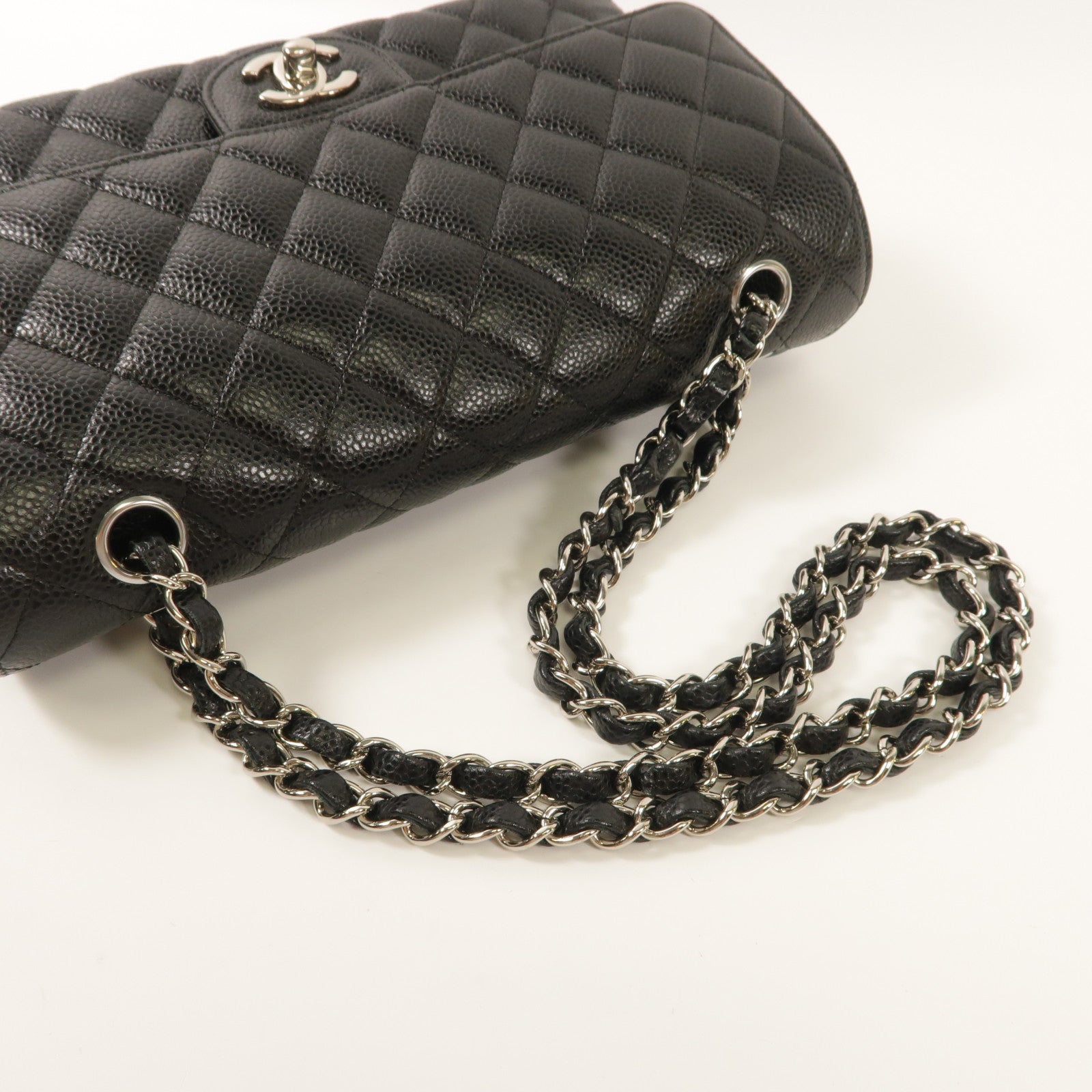 CHANEL CC SHW Classic 25 Chain Shoulder Bag Calfskin Leather Black