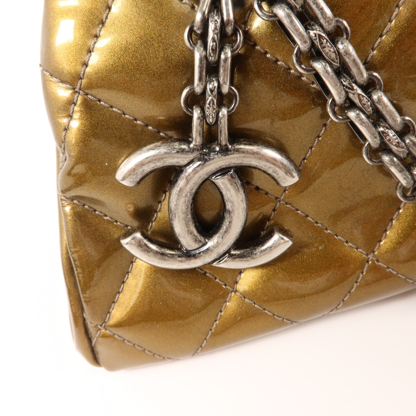 CHANEL 漆皮皮革Chain Shoulder鏈帶肩背袋