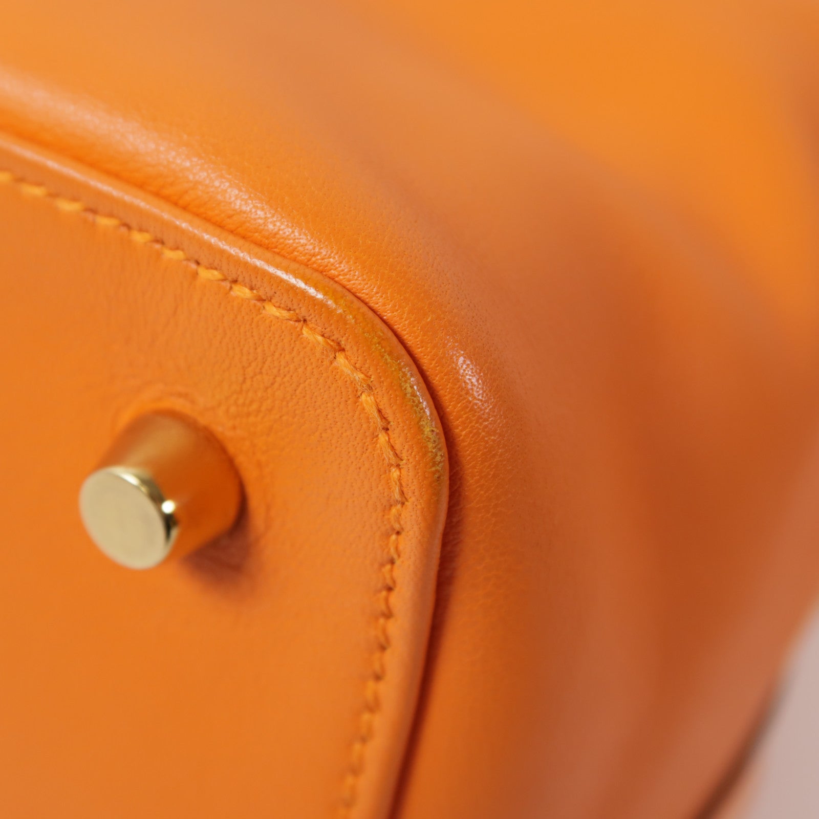 HERMES GHW Tool Box 20 2 Way Shoulder Bag Handbag Swift Leather Orange
