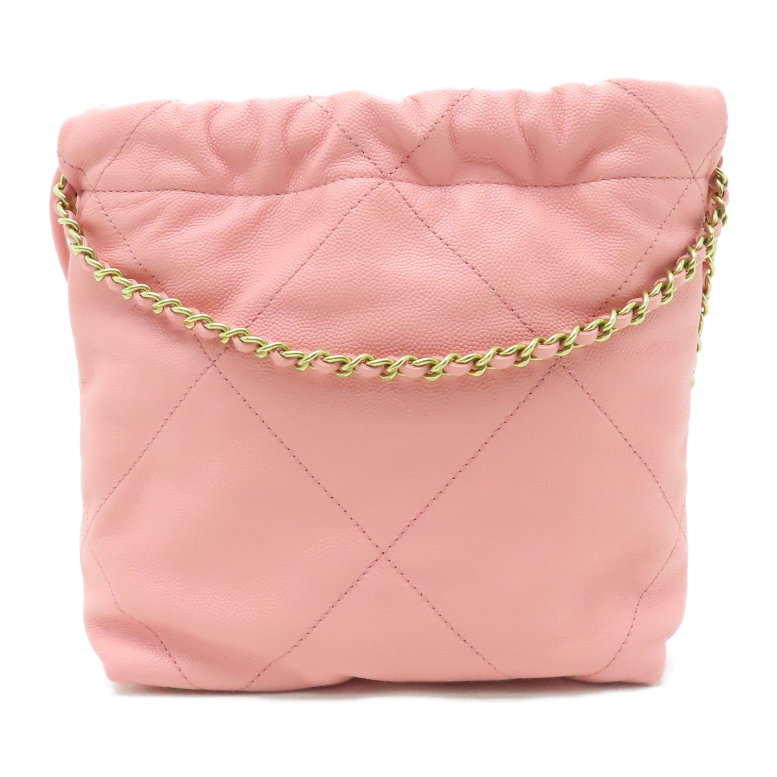 CHANEL 【激減優惠】Caviar皮革Mini 22金扣肩背袋粉紅色
