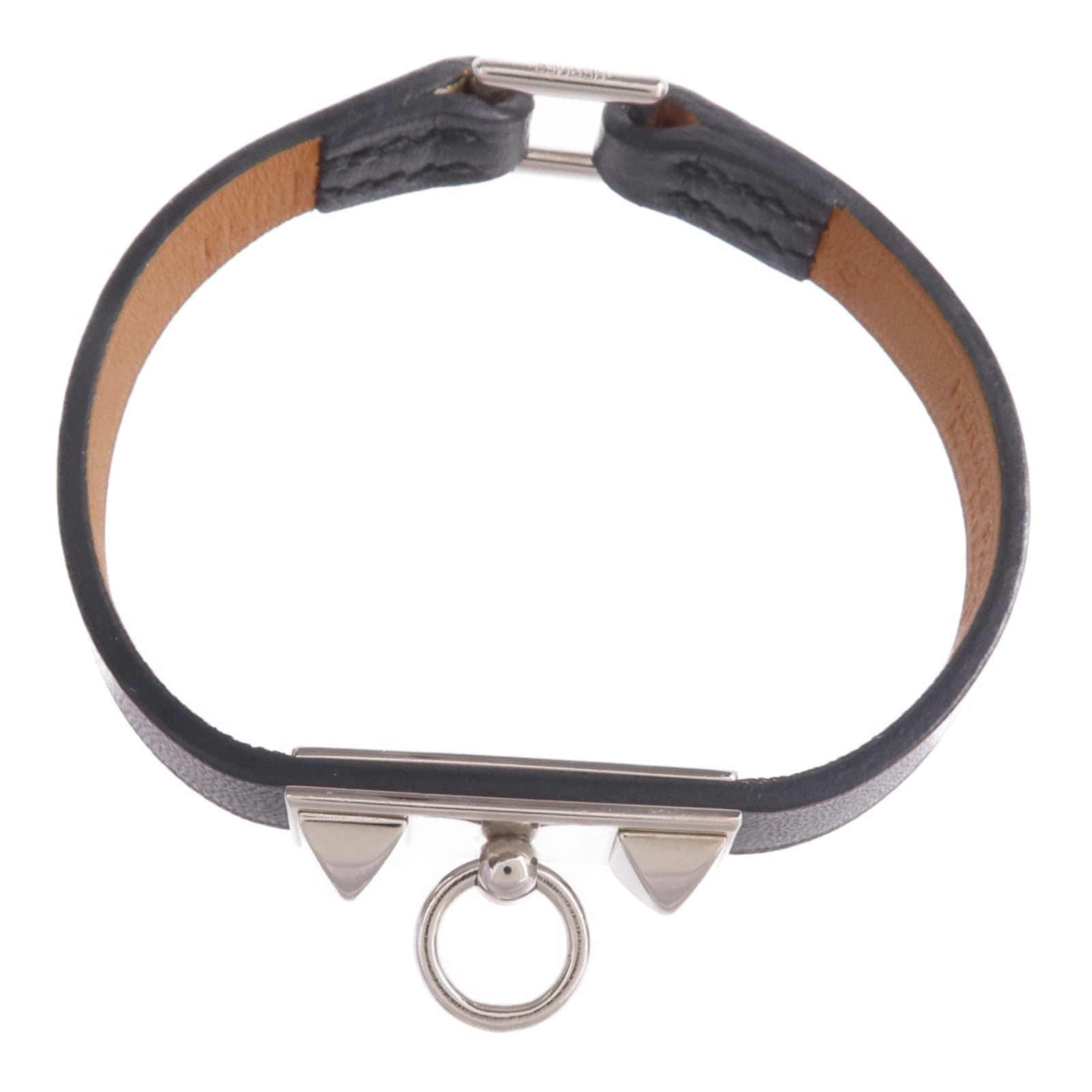 HERMES 【激減優惠】Swift皮革Rivale Mini Bracelet銀扣手鏈Noir