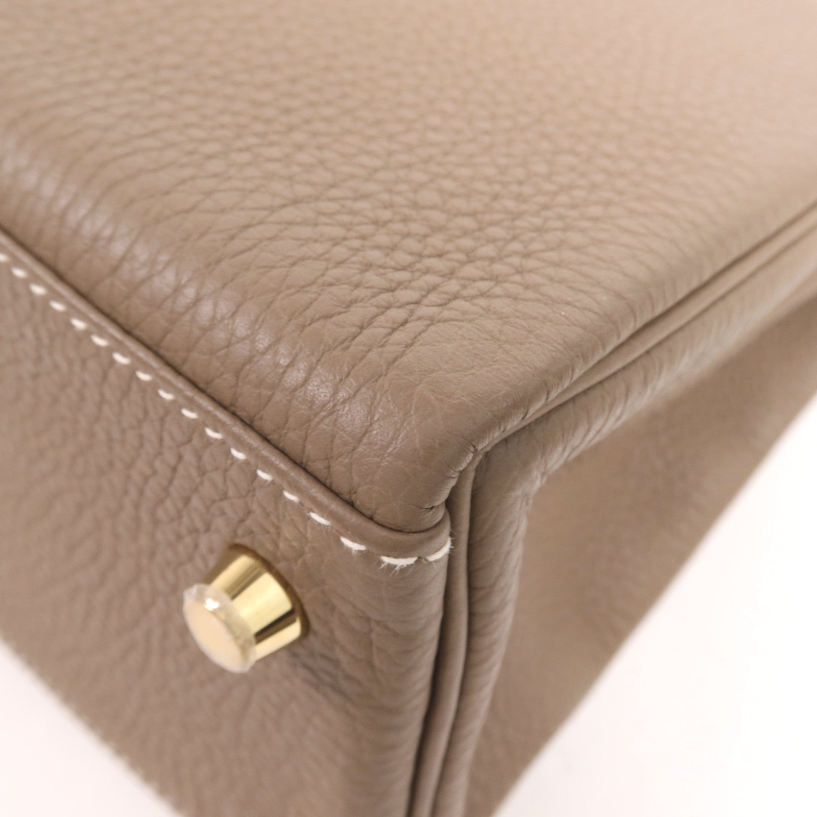 HERMES Togo皮革Kelly 28金扣手挽肩背兩用袋Etoupe