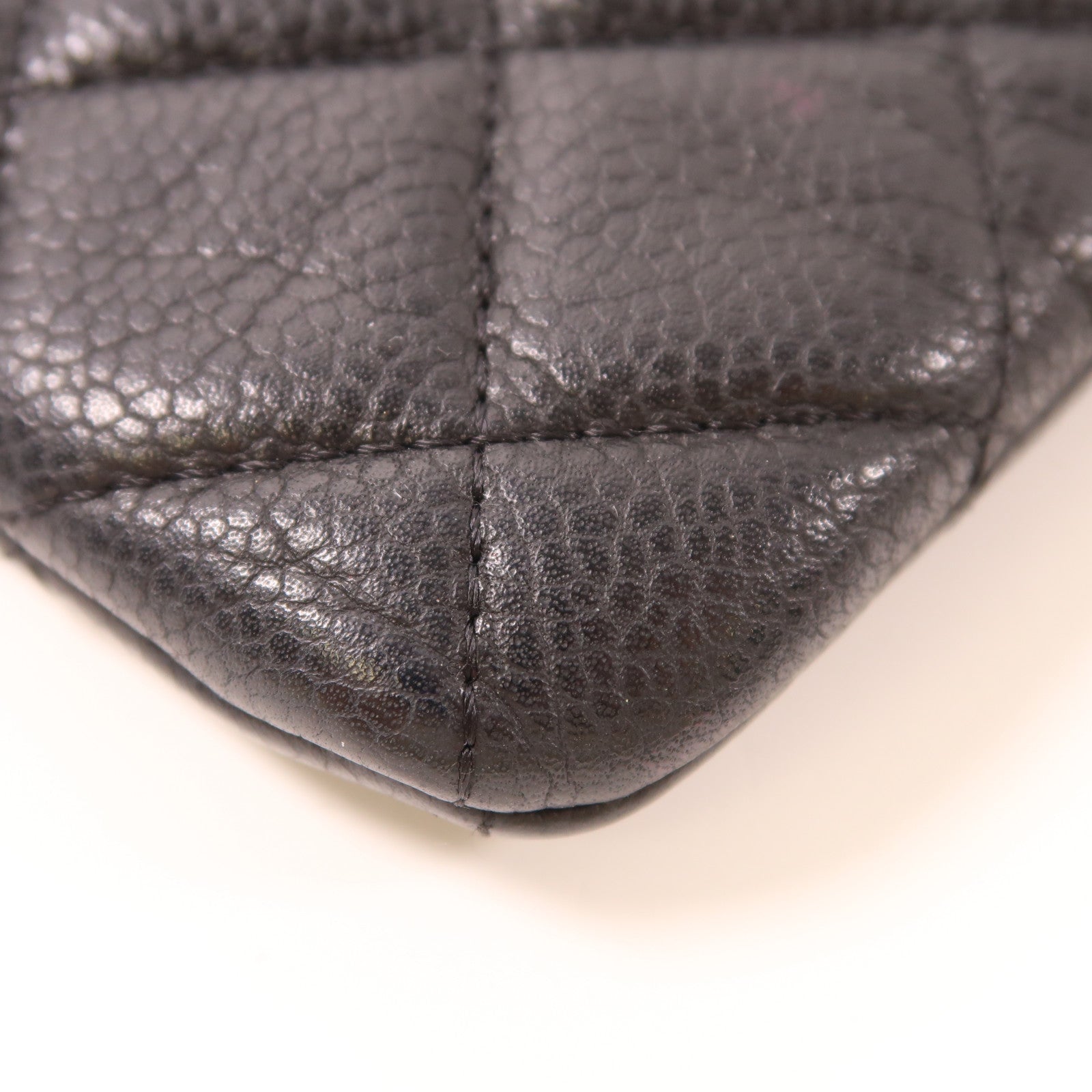 CHANEL 牛皮皮革Clutch/Pouch銀扣手拿包黑色