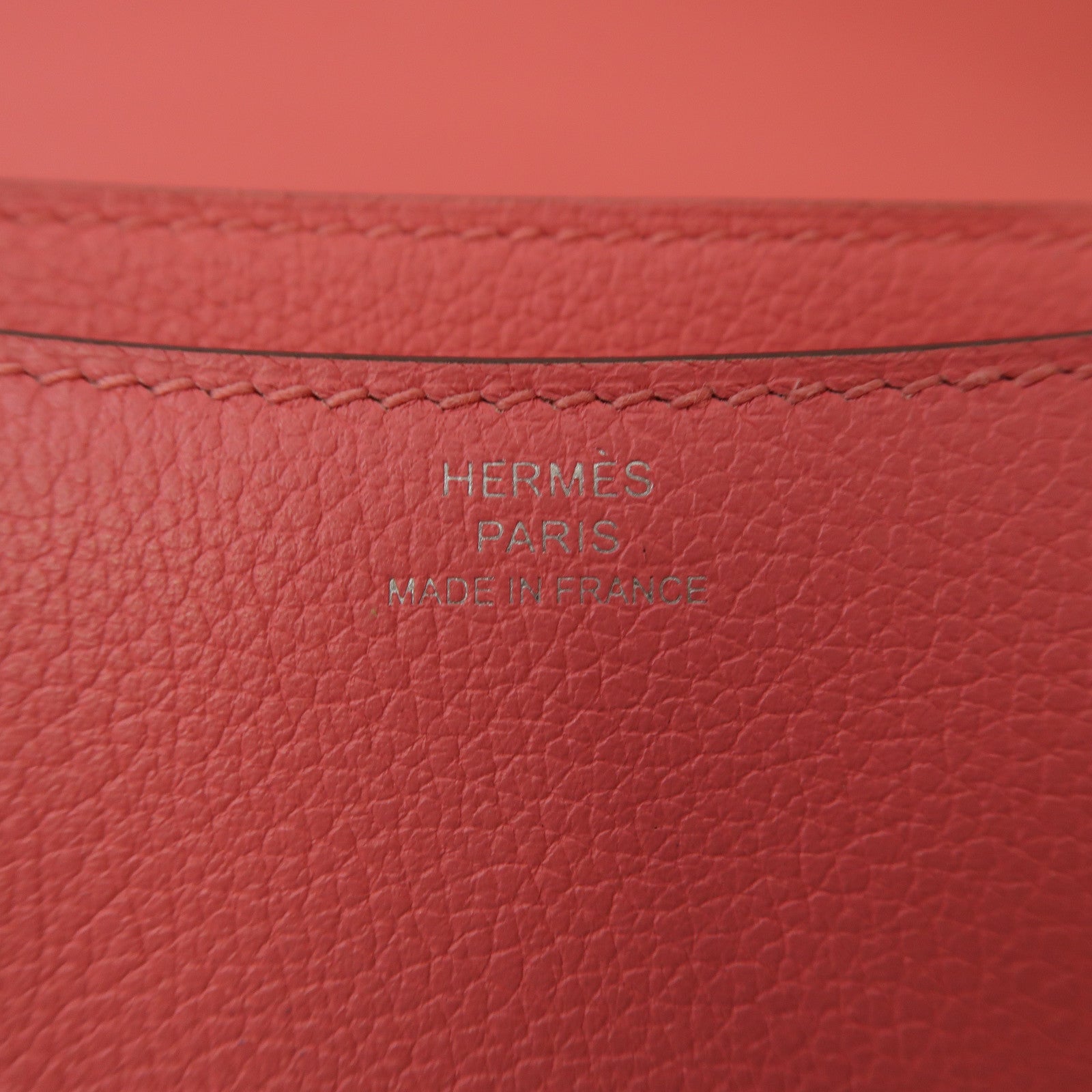 HERMES Evercolor皮革Constance Mini銀扣肩背袋杜鵑粉色