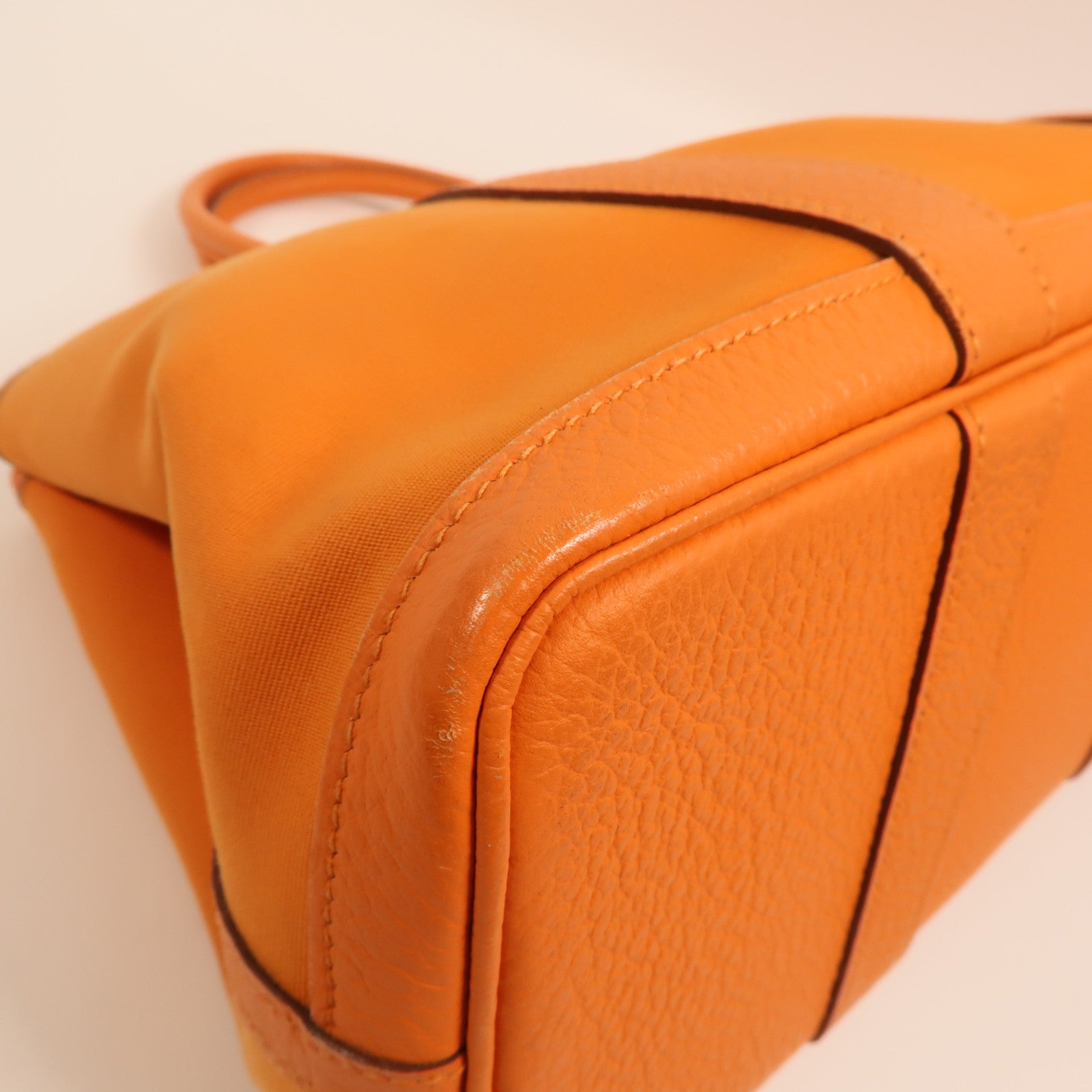 HERMES 帆布Garden Party TPM銀扣手挽袋Orange