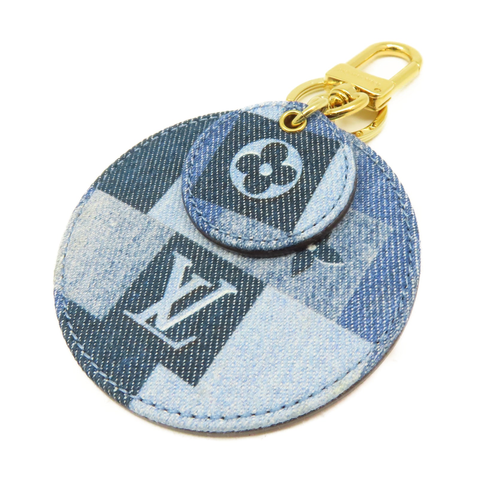LOUIS VUITTON 【激減優惠】Monogram Denim Key Ring掛飾藍色/紅色