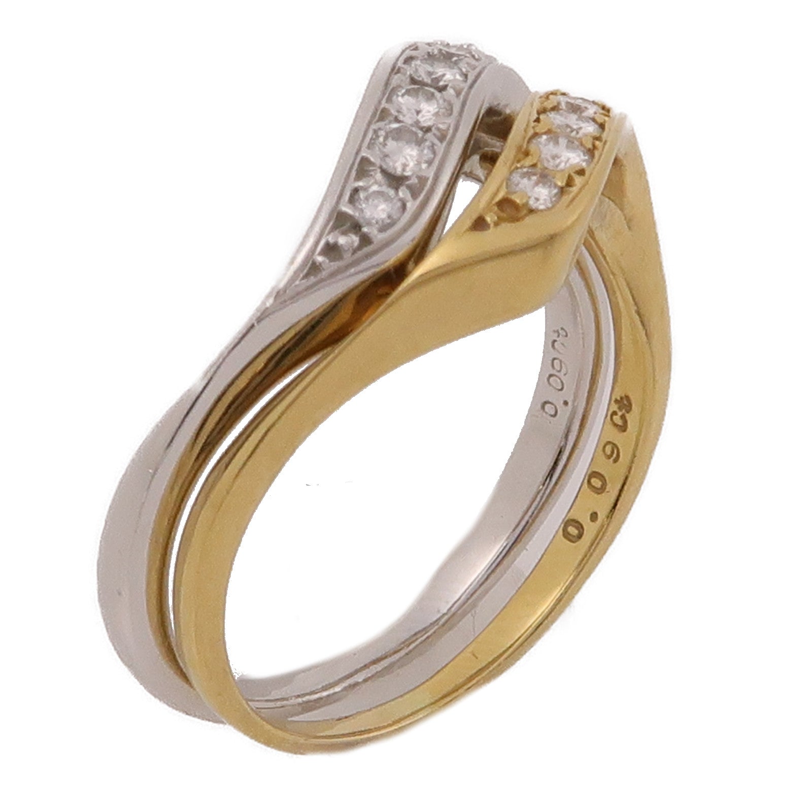 MIKIMOTO PT900鉑金/18K黃金Diamond Rings 0.09ct/0.09ct鑽石戒指US#6