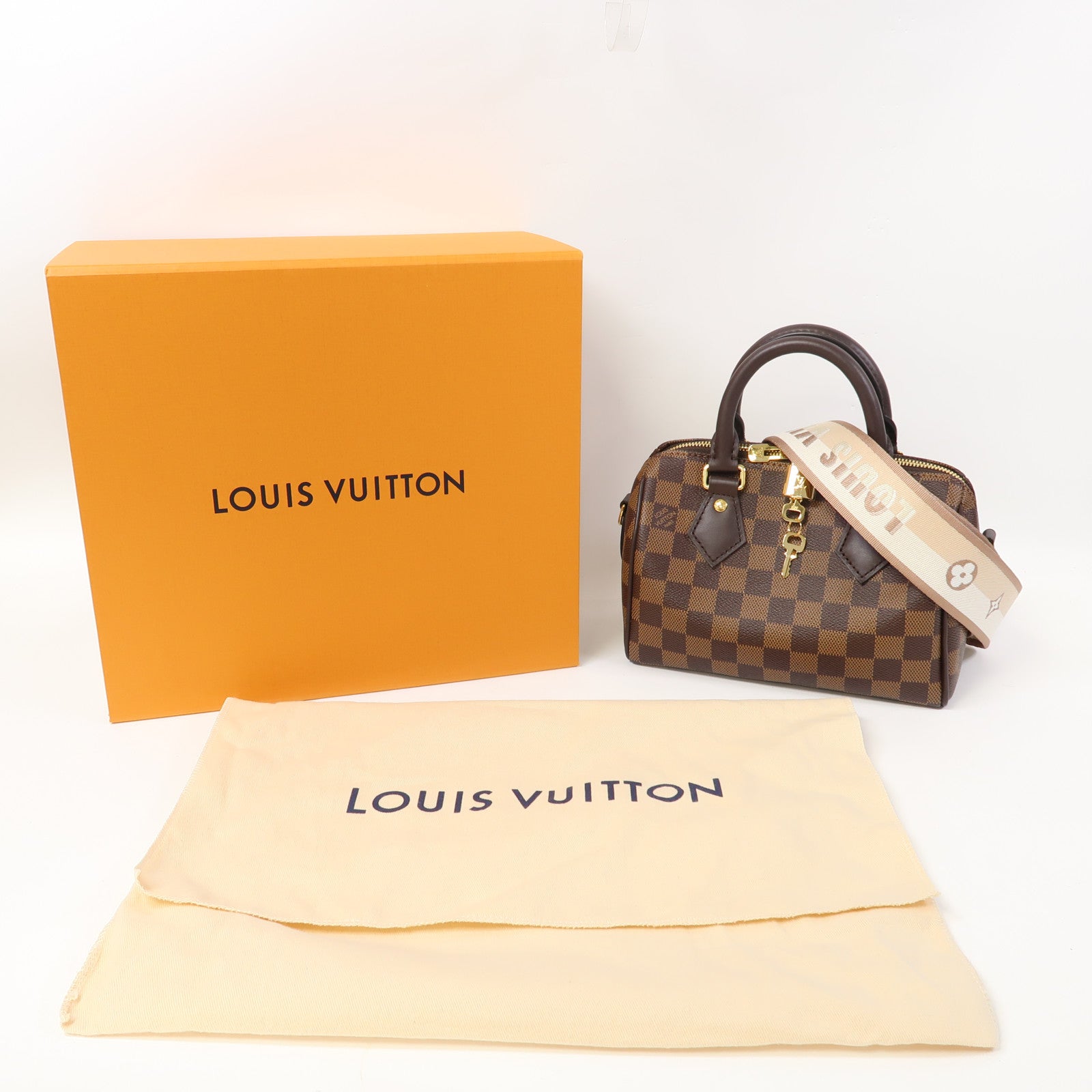 LOUIS VUITTON Damier Ebene Speedy 20金扣手挽肩背兩用袋啡色