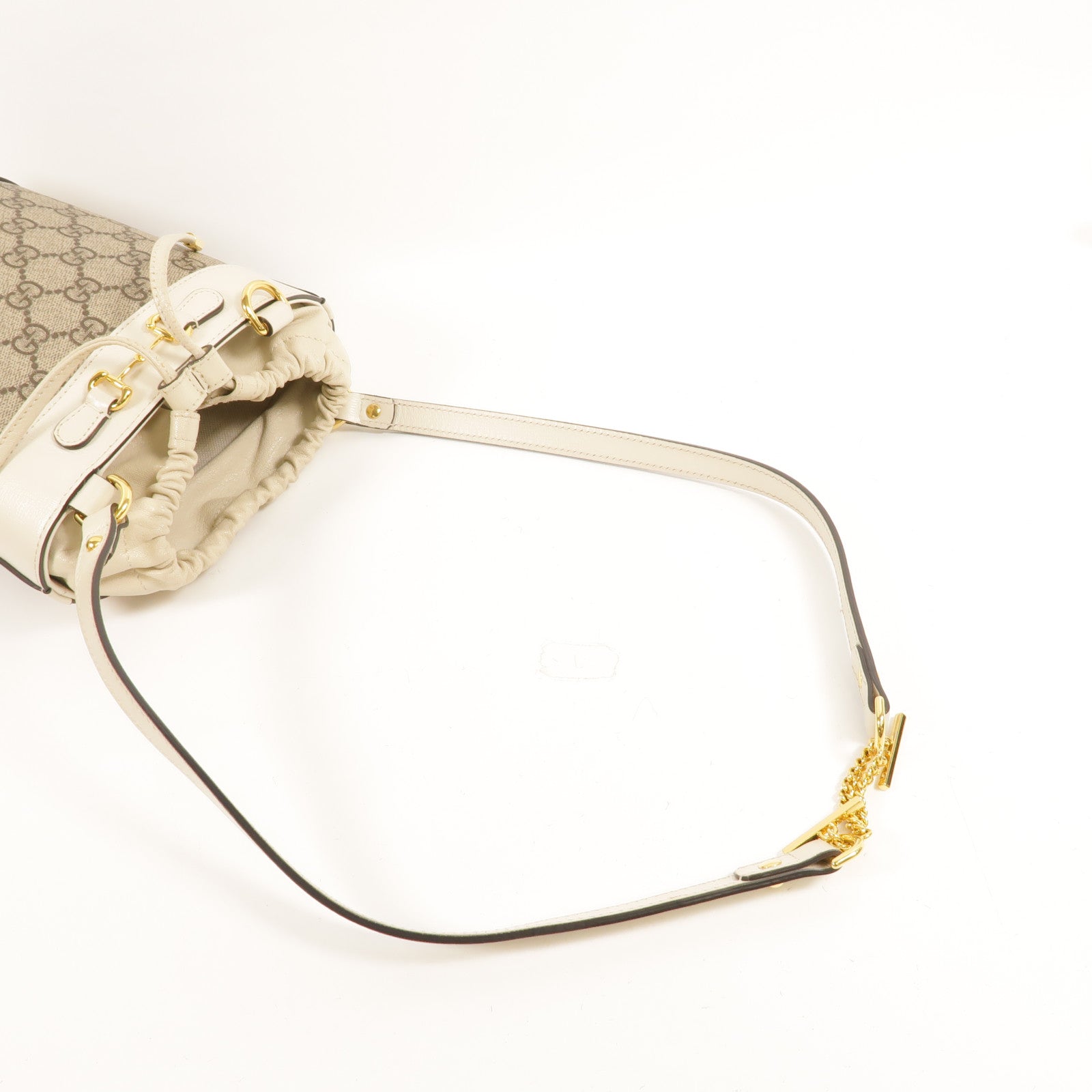 GUCCI 塗層帆布Horsebit 1955 Small Bucket Bag金扣肩背袋