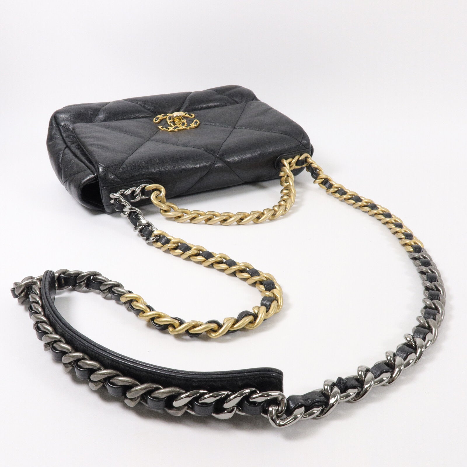 CHANEL 羊皮皮革Chanel 19 Small鏈帶手挽肩背兩用袋