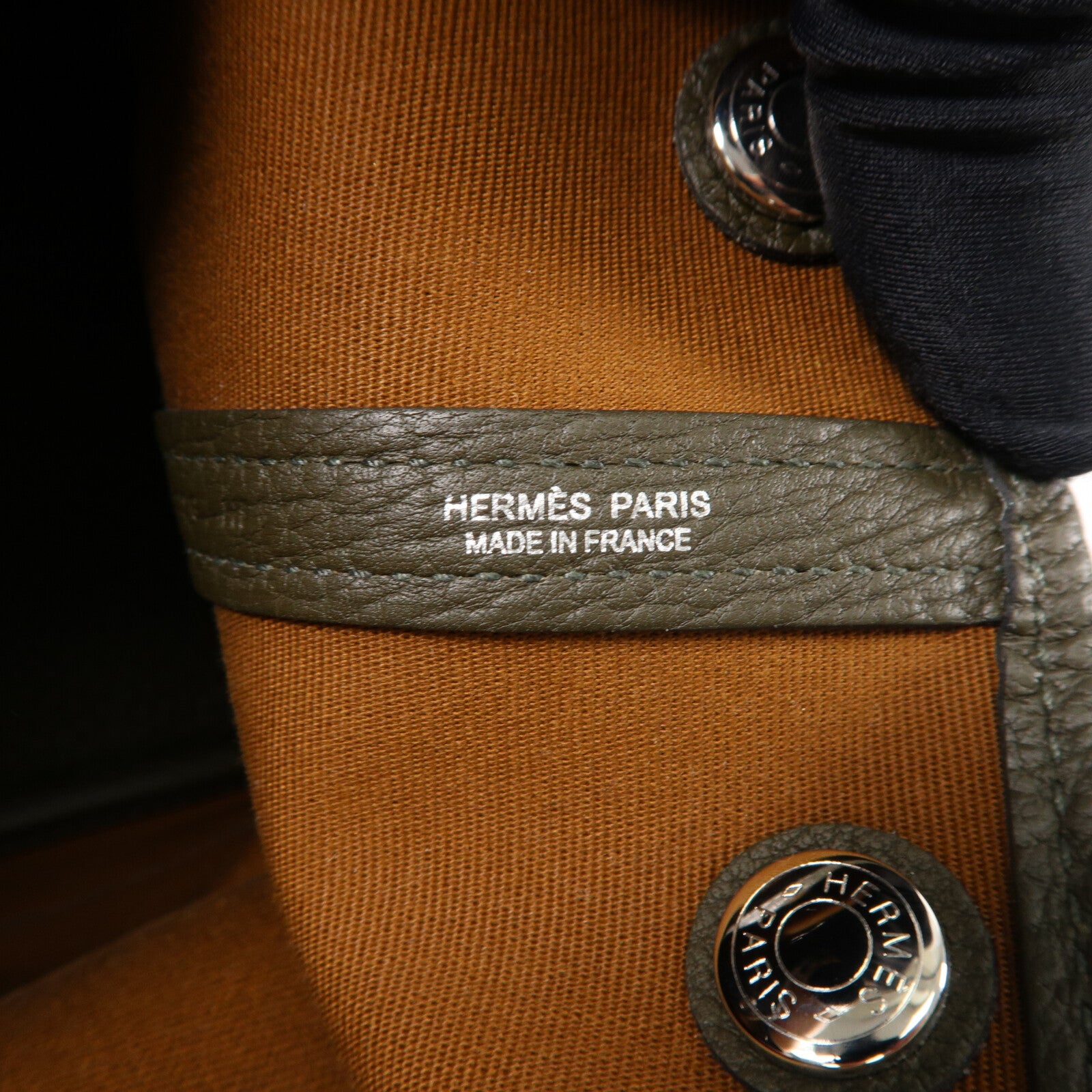 HERMES 帆布Garden Party TPM手挽袋Alezan/Vert Bronze