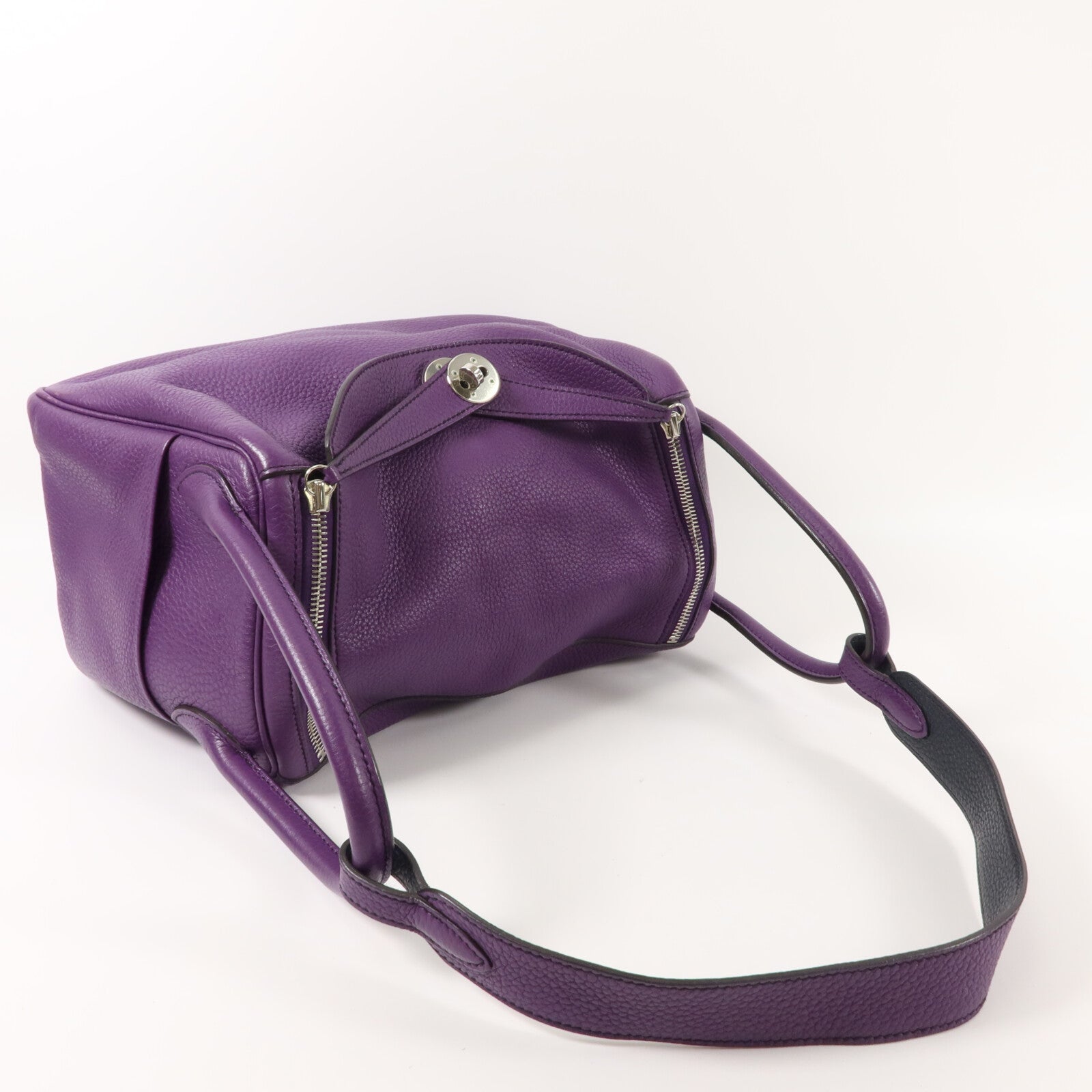 HERMES Clemence皮革Lindy 30手挽肩背兩用袋Ultraviolet/Bleu Obs
