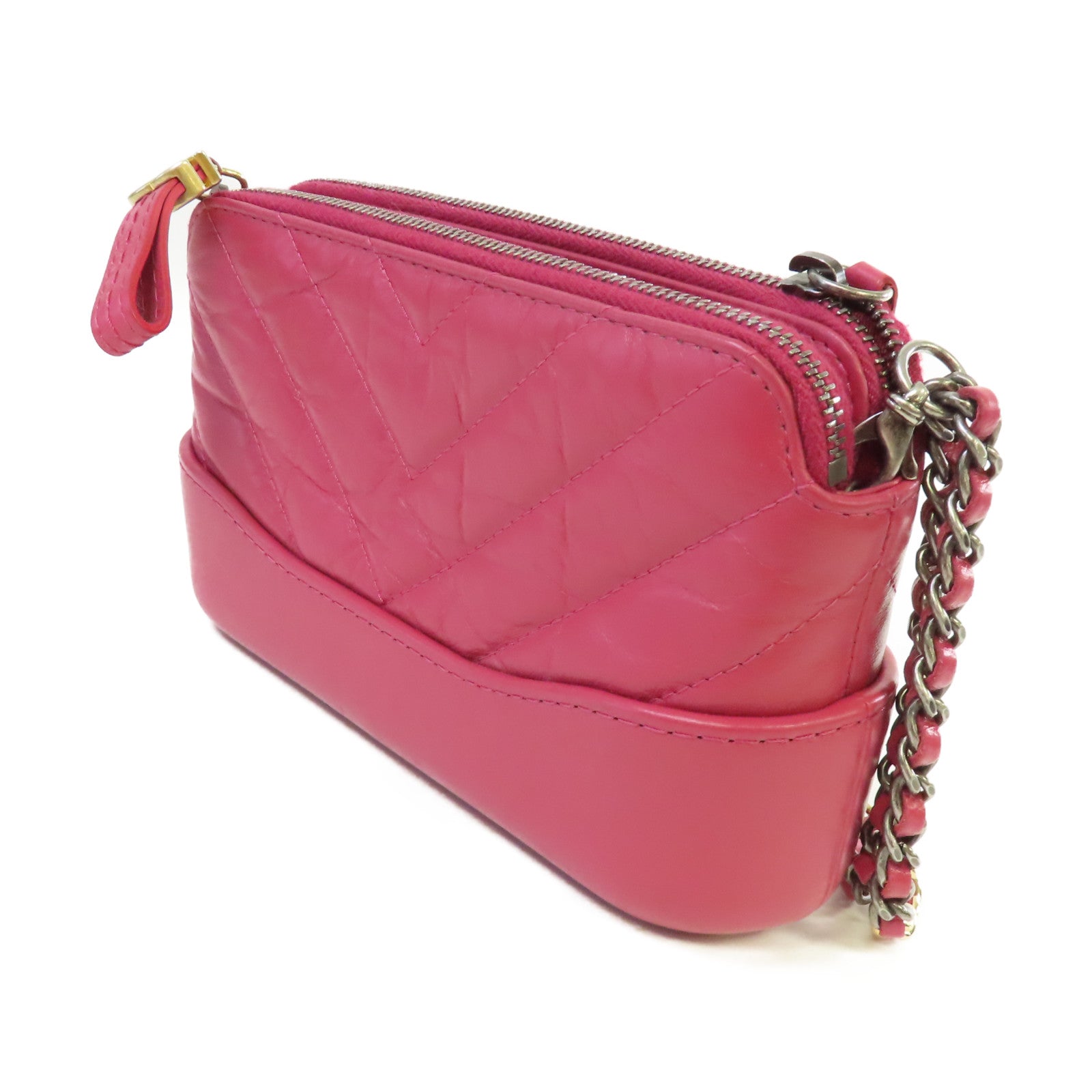 CHANEL 【激減優惠】菱格羊皮皮革Chain Shoulder Bag金扣鏈帶肩背袋酒紅色