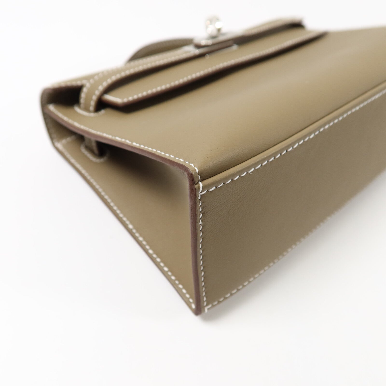 HERMES Swift皮革Kelly Pochette手挽袋Etoupe