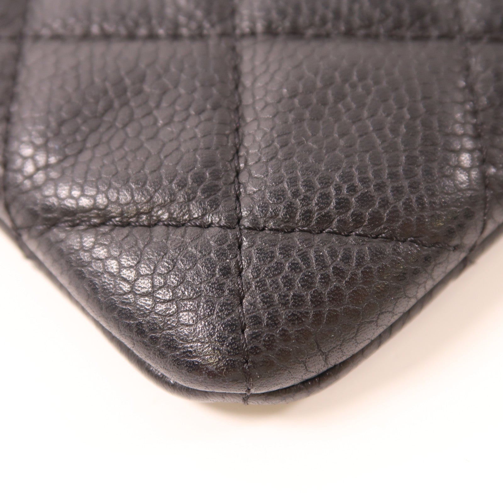 CHANEL 牛皮皮革Clutch/Pouch銀扣手拿包黑色