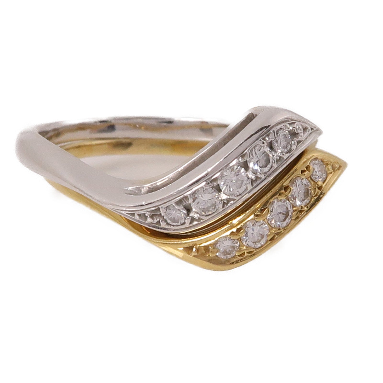 MIKIMOTO PT900鉑金/18K黃金Diamond Rings 0.09ct/0.09ct鑽石戒指US#6
