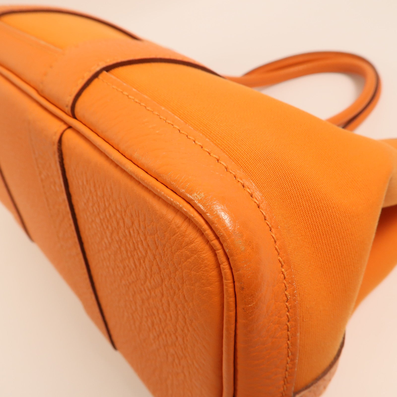 HERMES 帆布Garden Party TPM銀扣手挽袋Orange