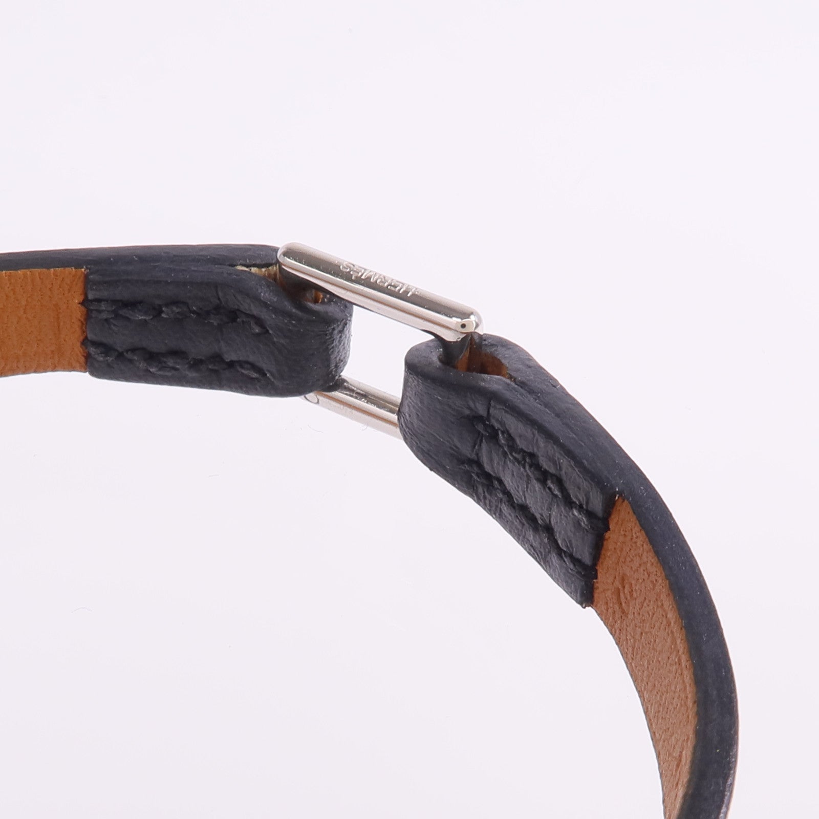 HERMES 【激減優惠】Swift皮革Rivale Mini Bracelet銀扣手鏈Noir