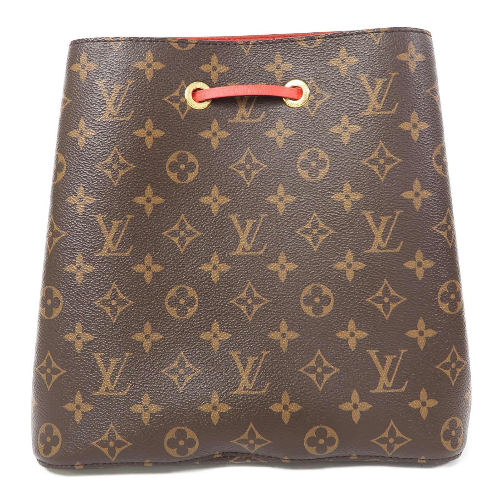 LOUIS VUITTON Monogram Neo Noe MM金扣肩背袋啡色/紅色